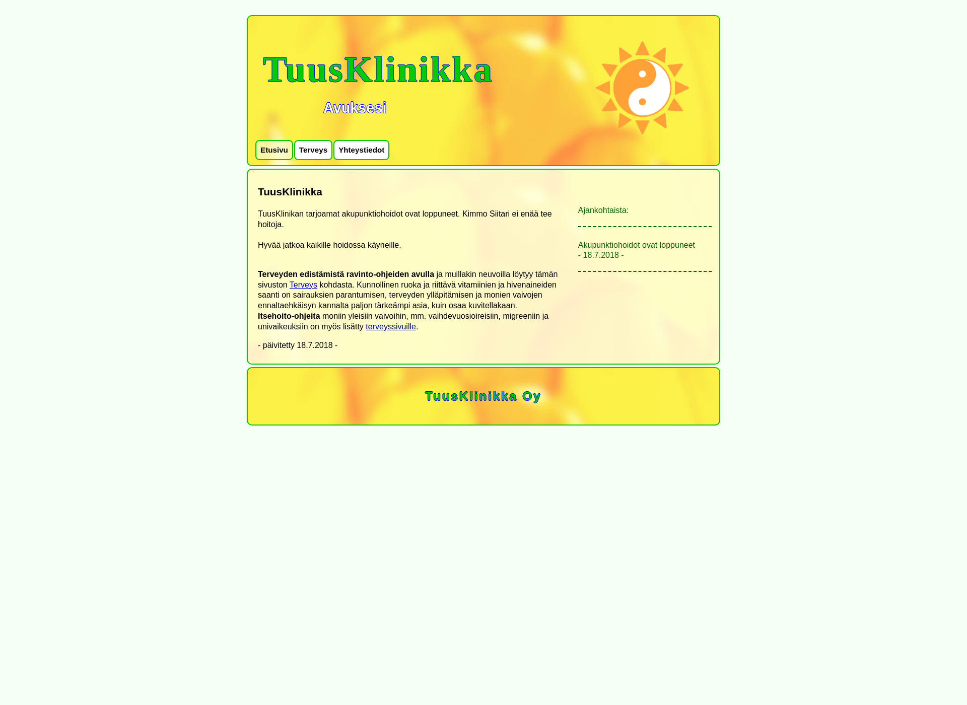 Screenshot for tuusklinikka.fi