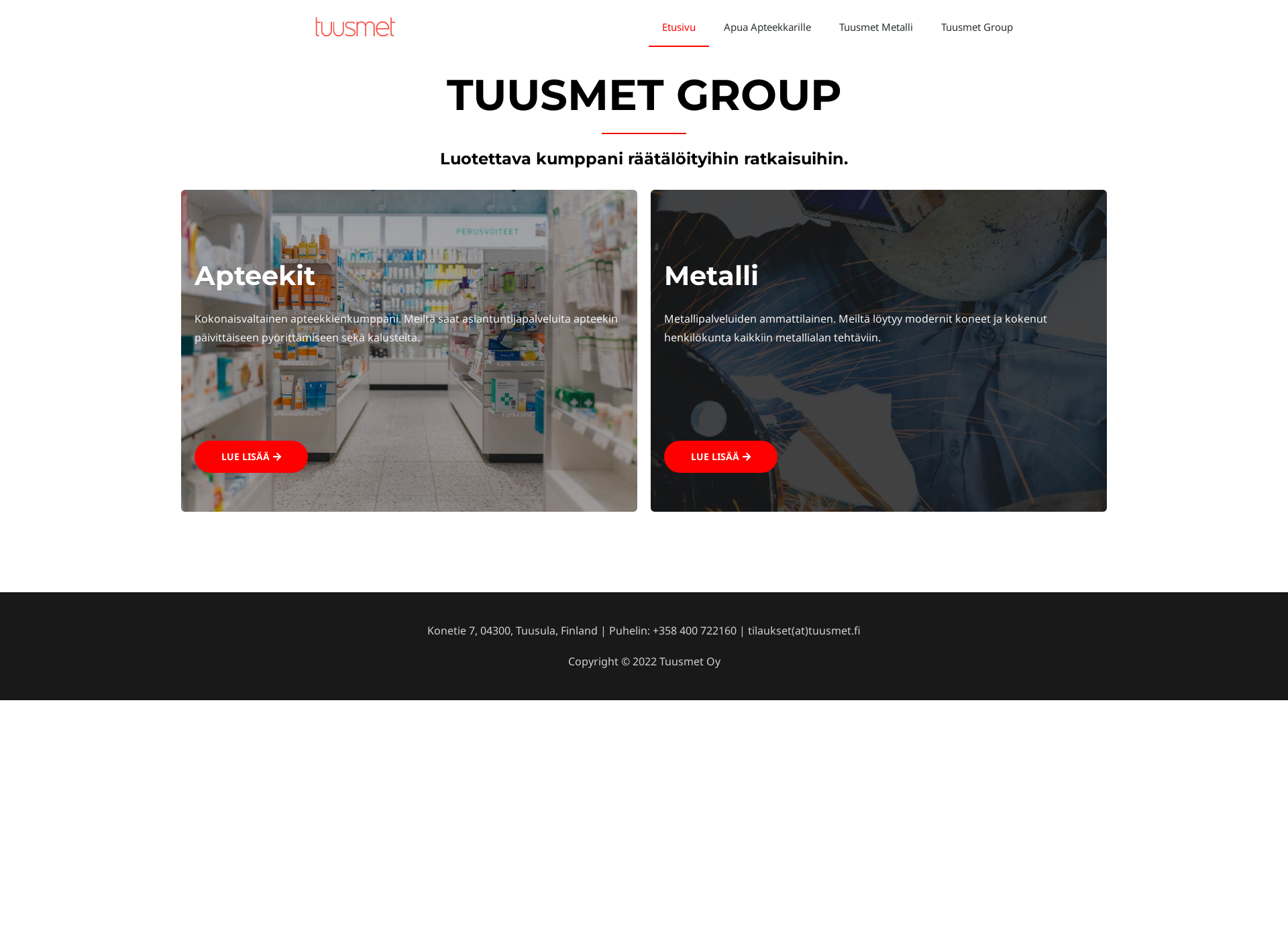Screenshot for tuusmet.fi