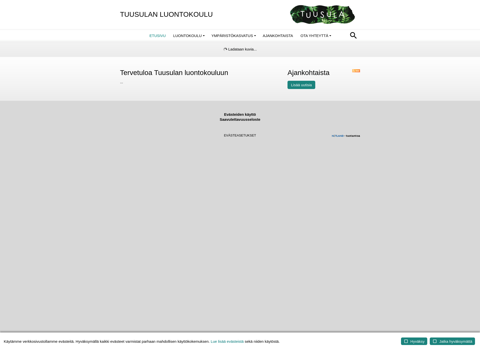 Skärmdump för tuusulanluontokoulu.fi