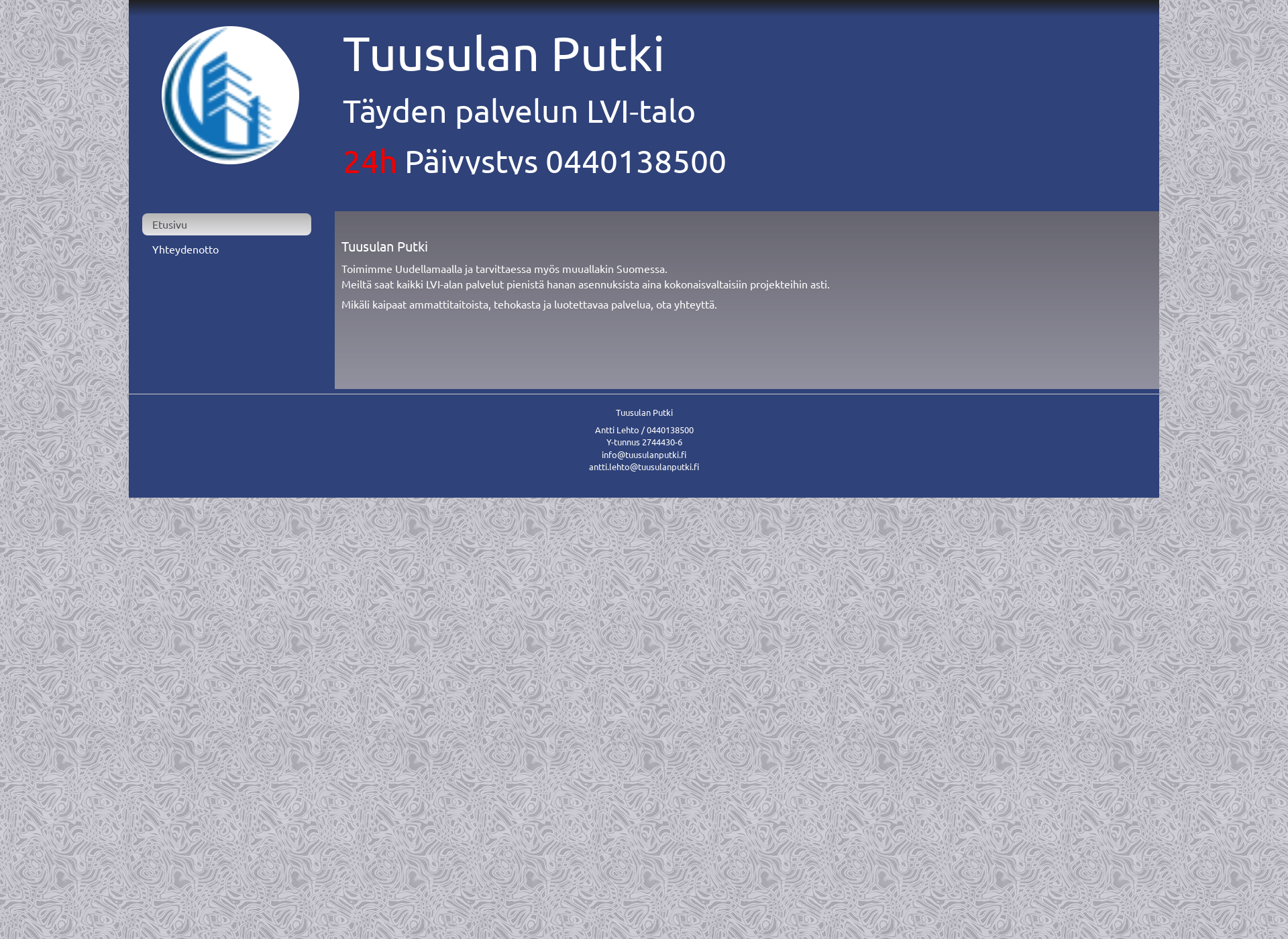 Skärmdump för tuusulanputki.fi