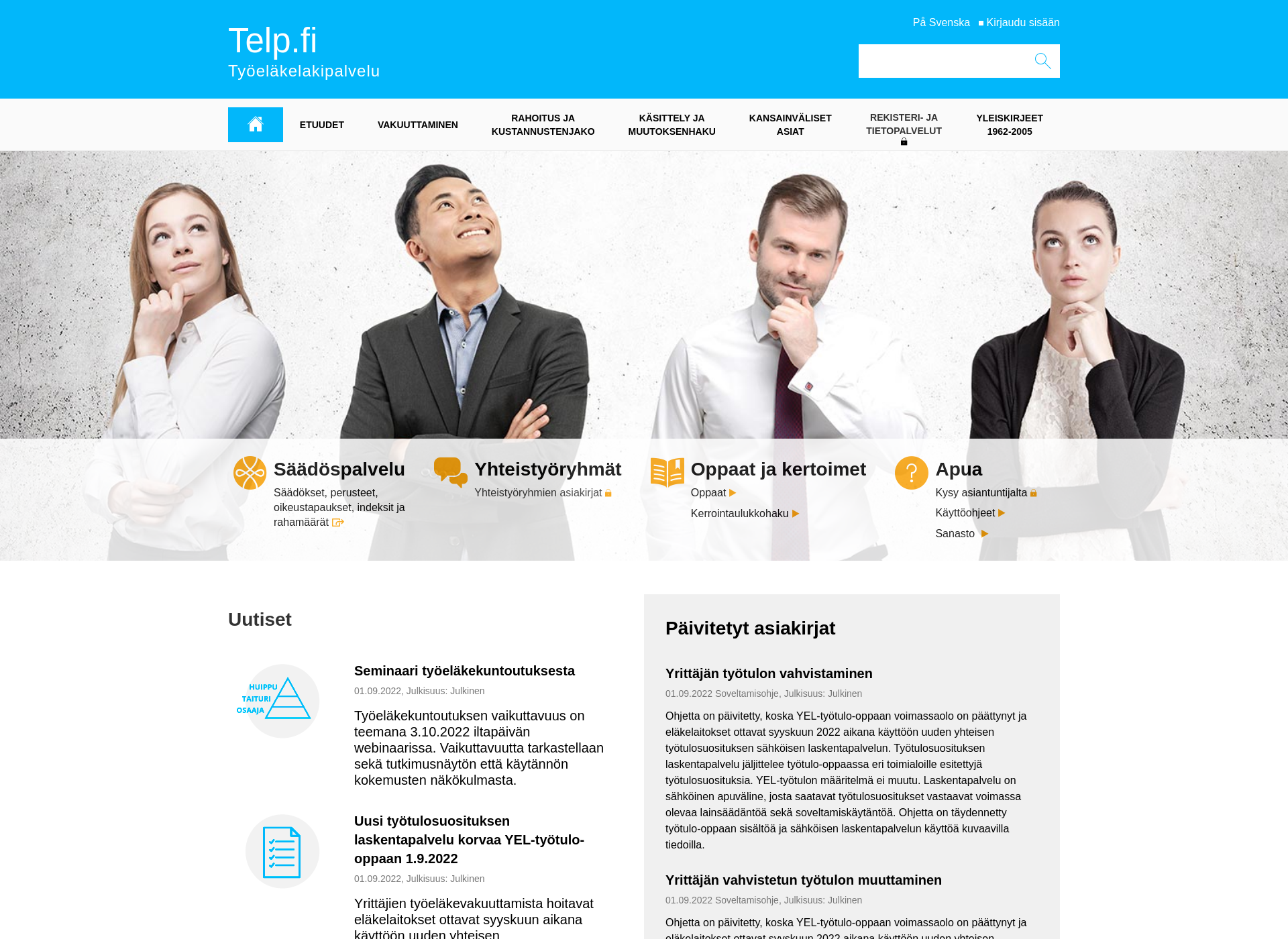 Screenshot for tyoelakelakipalvelu.fi