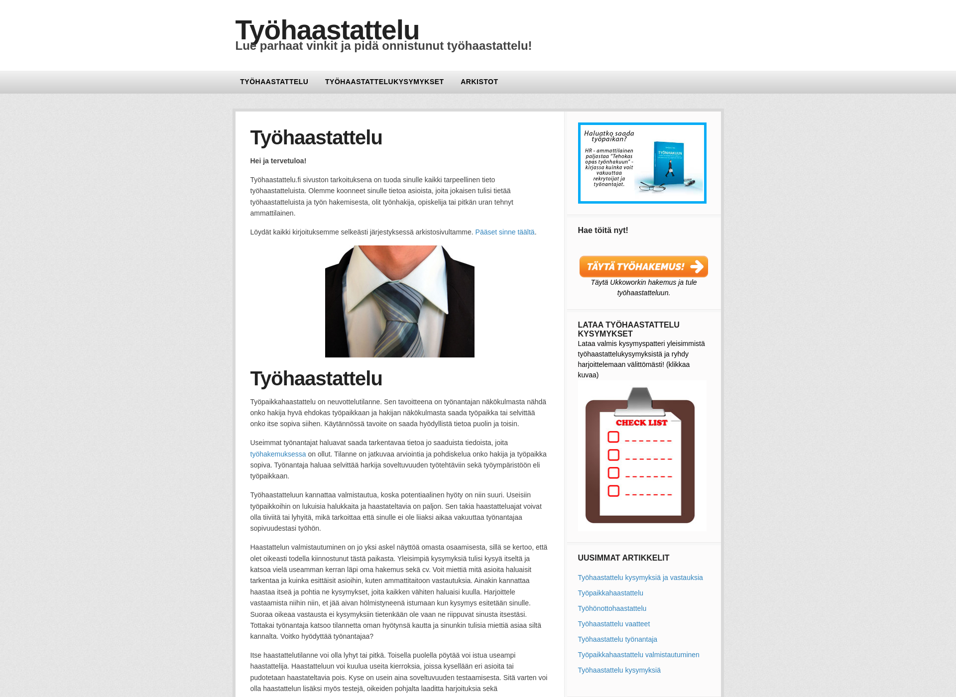 Skärmdump för tyohaastattelu.fi