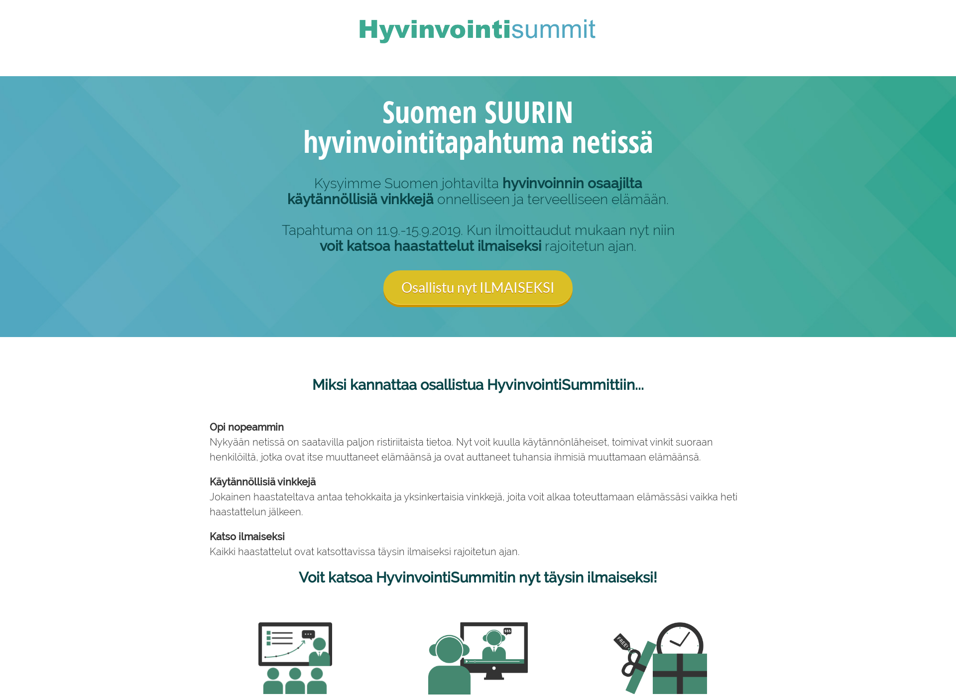 Screenshot for tyohyvinvointisummit.fi