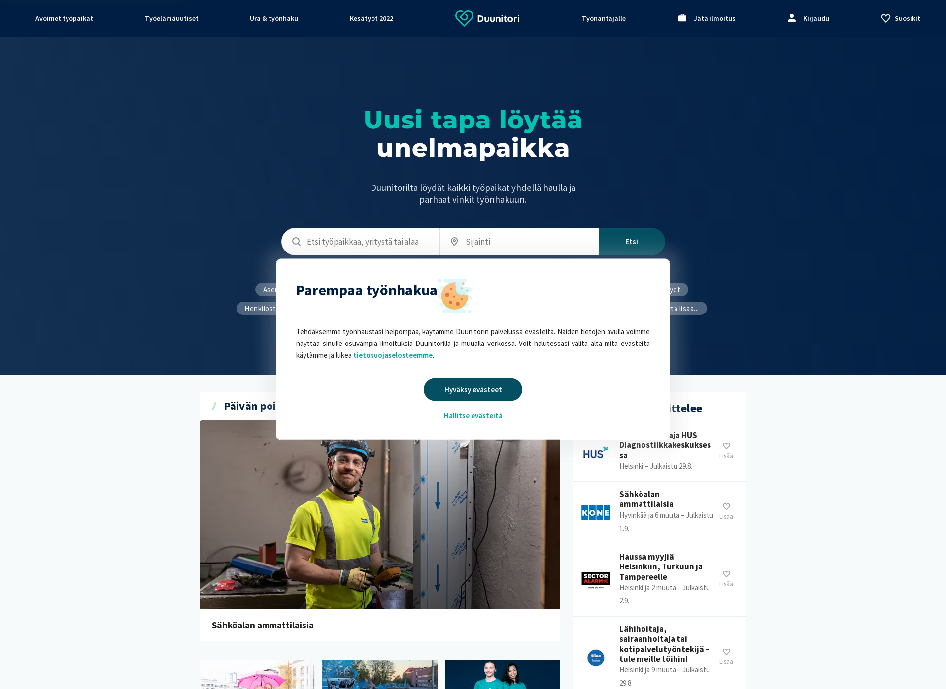 Screenshot for tyonhakukone.fi