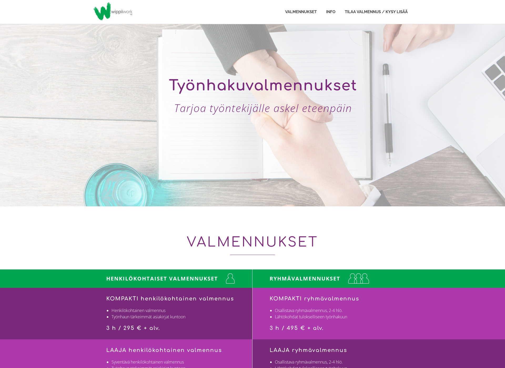 Screenshot for tyonhakuvalmennukset.fi