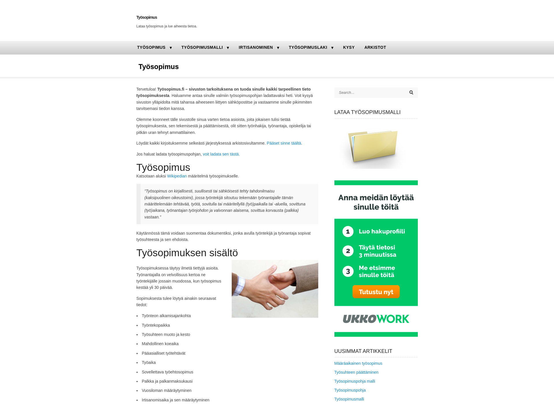 Screenshot for tyosopimus.fi