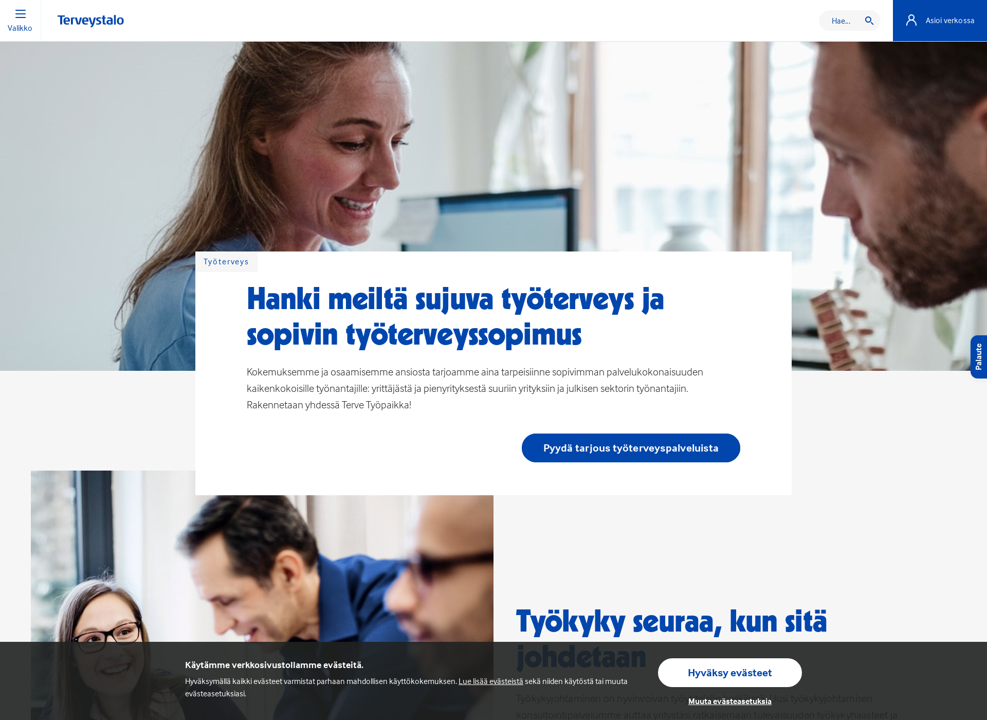 Skärmdump för tyoterveys.fi