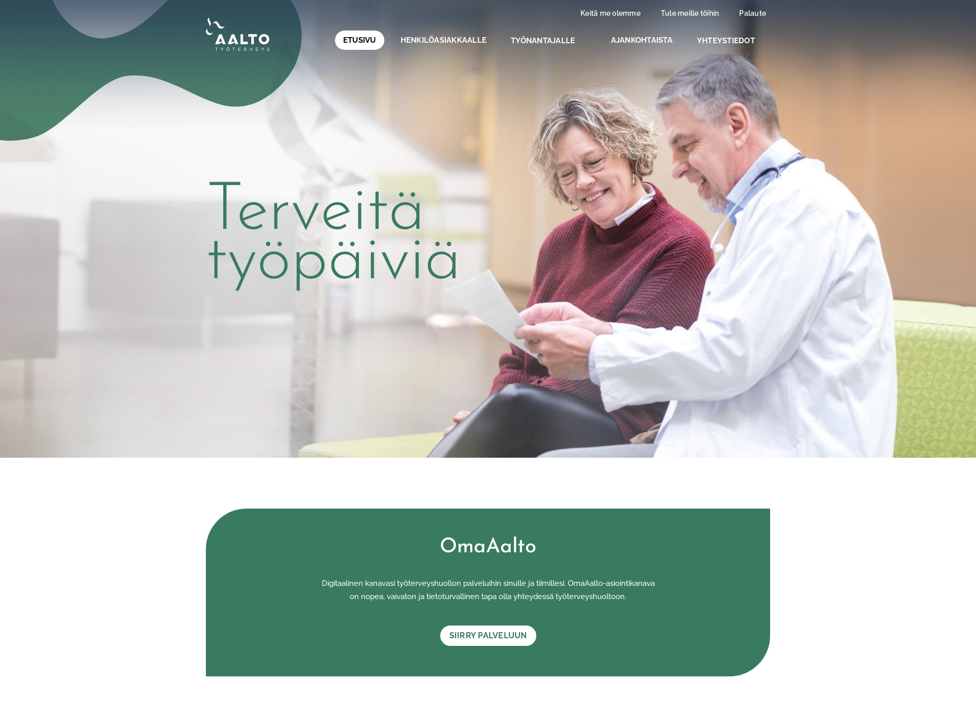 Screenshot for tyoterveysaalto.fi