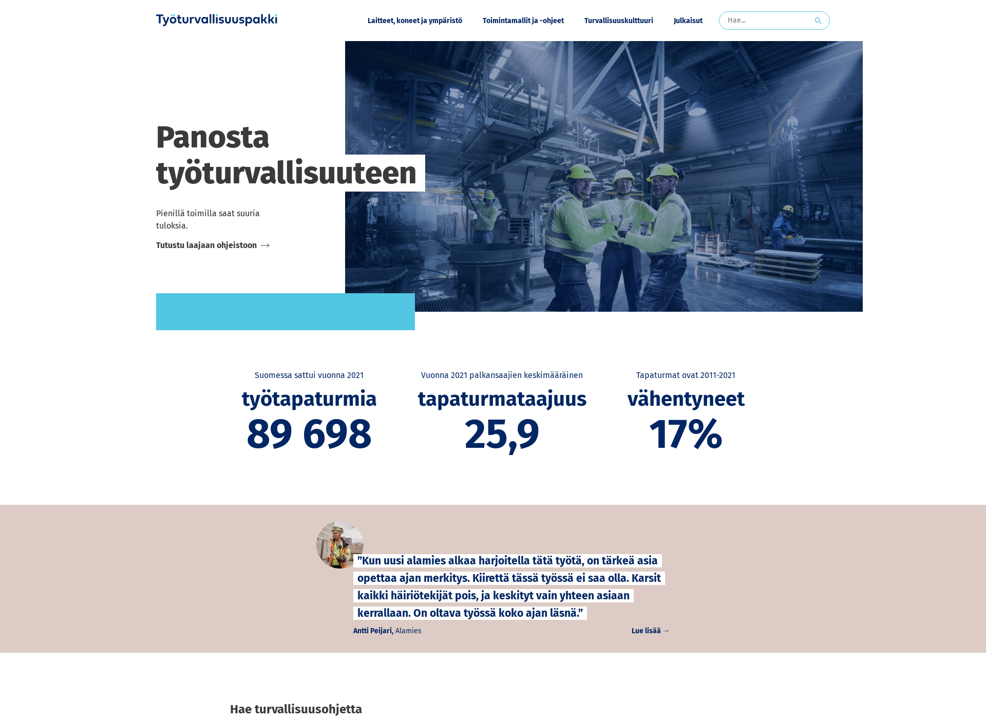 Näyttökuva tyoturvallisuuspakki.fi