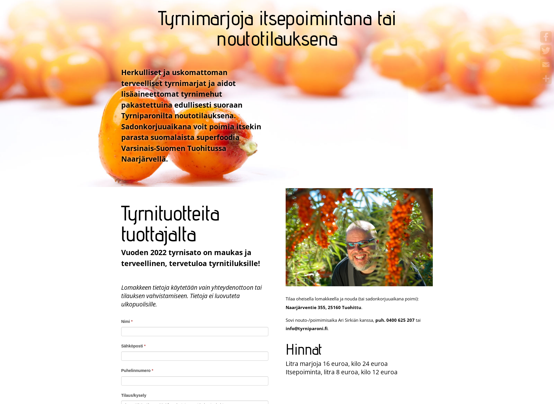 Skärmdump för tyrniparoni.fi