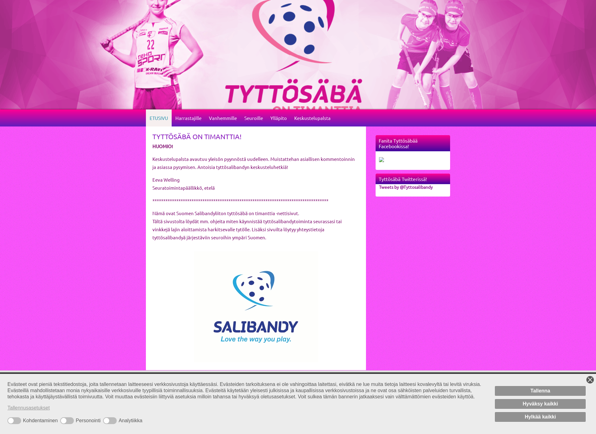 Skärmdump för tyttosalibandy.fi