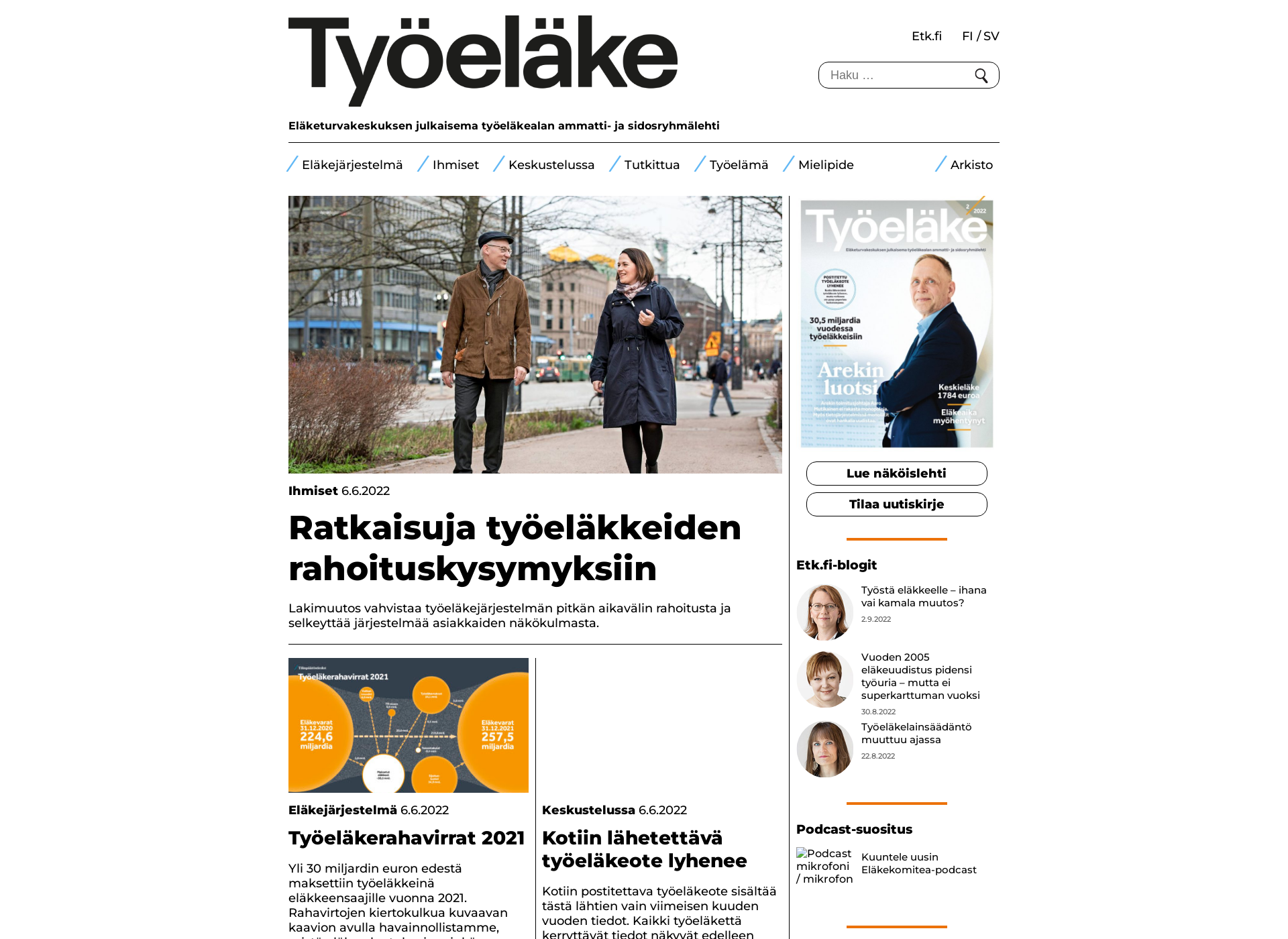 Screenshot for työeläke-lehti.fi