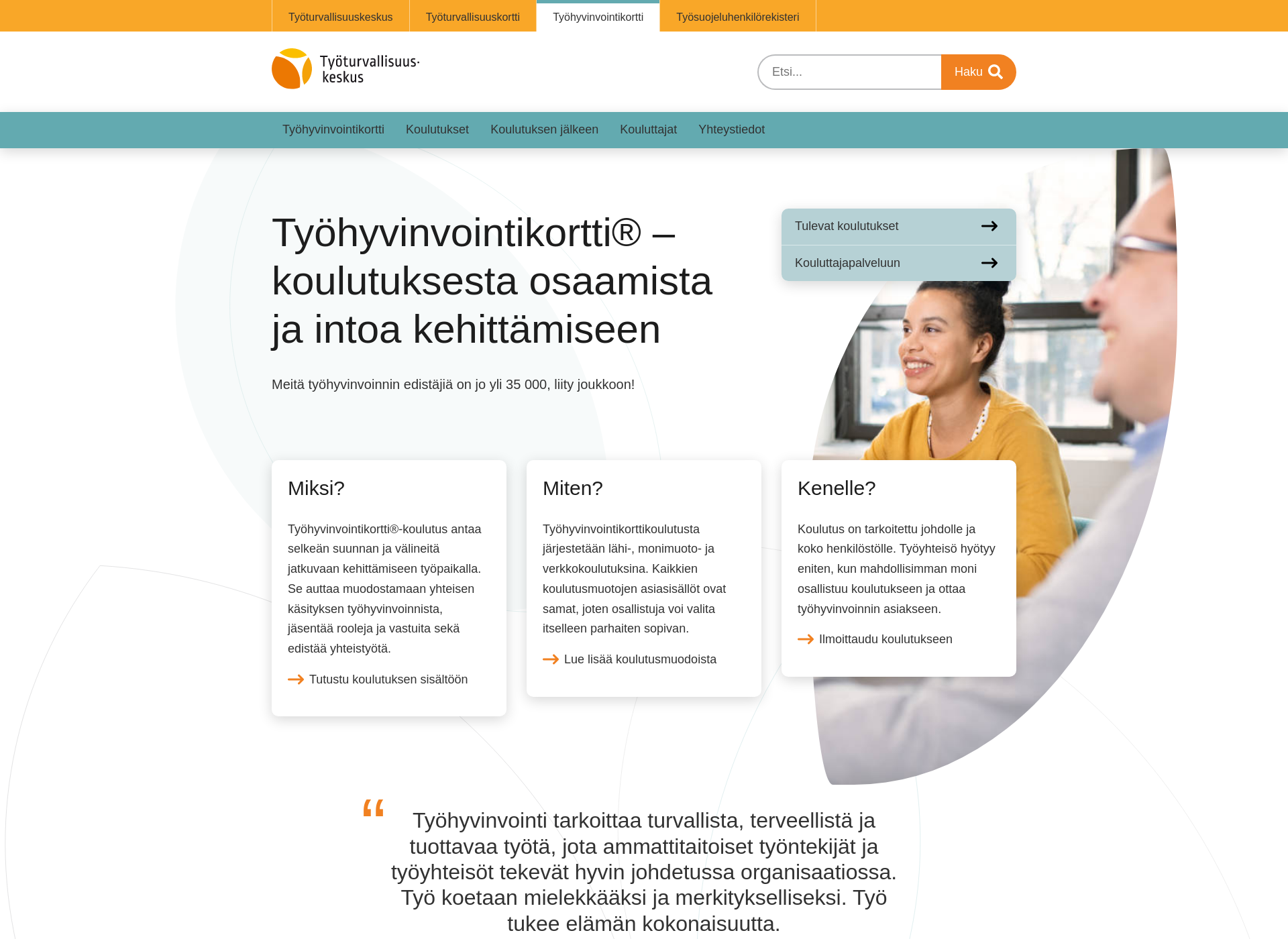 Skärmdump för työhyvinvointikortti.fi