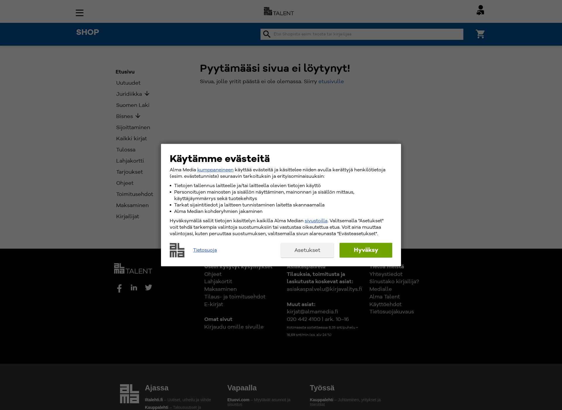 Skärmdump för työpaikanlaki.fi