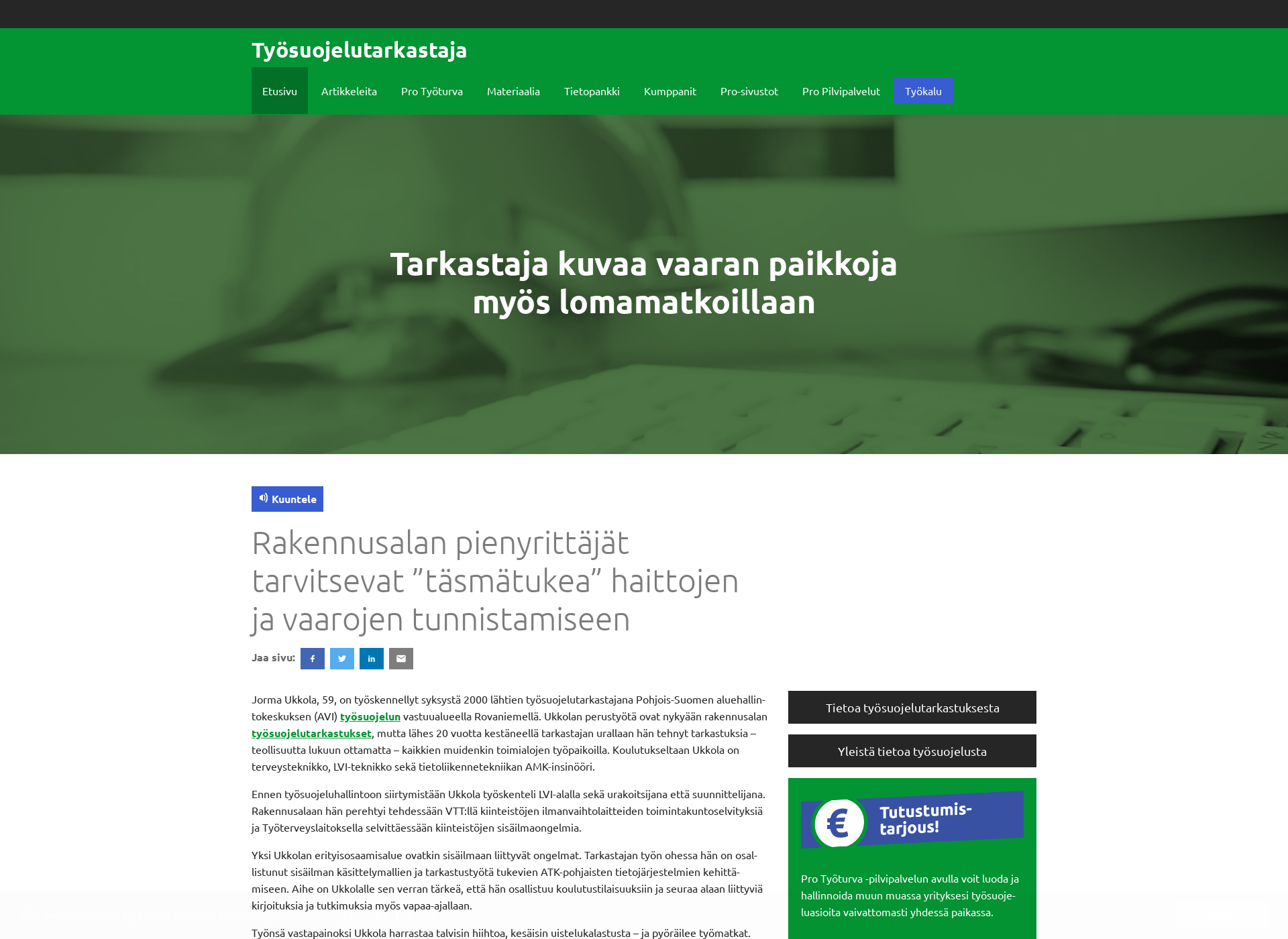 Skärmdump för työsuojelutarkastaja.fi