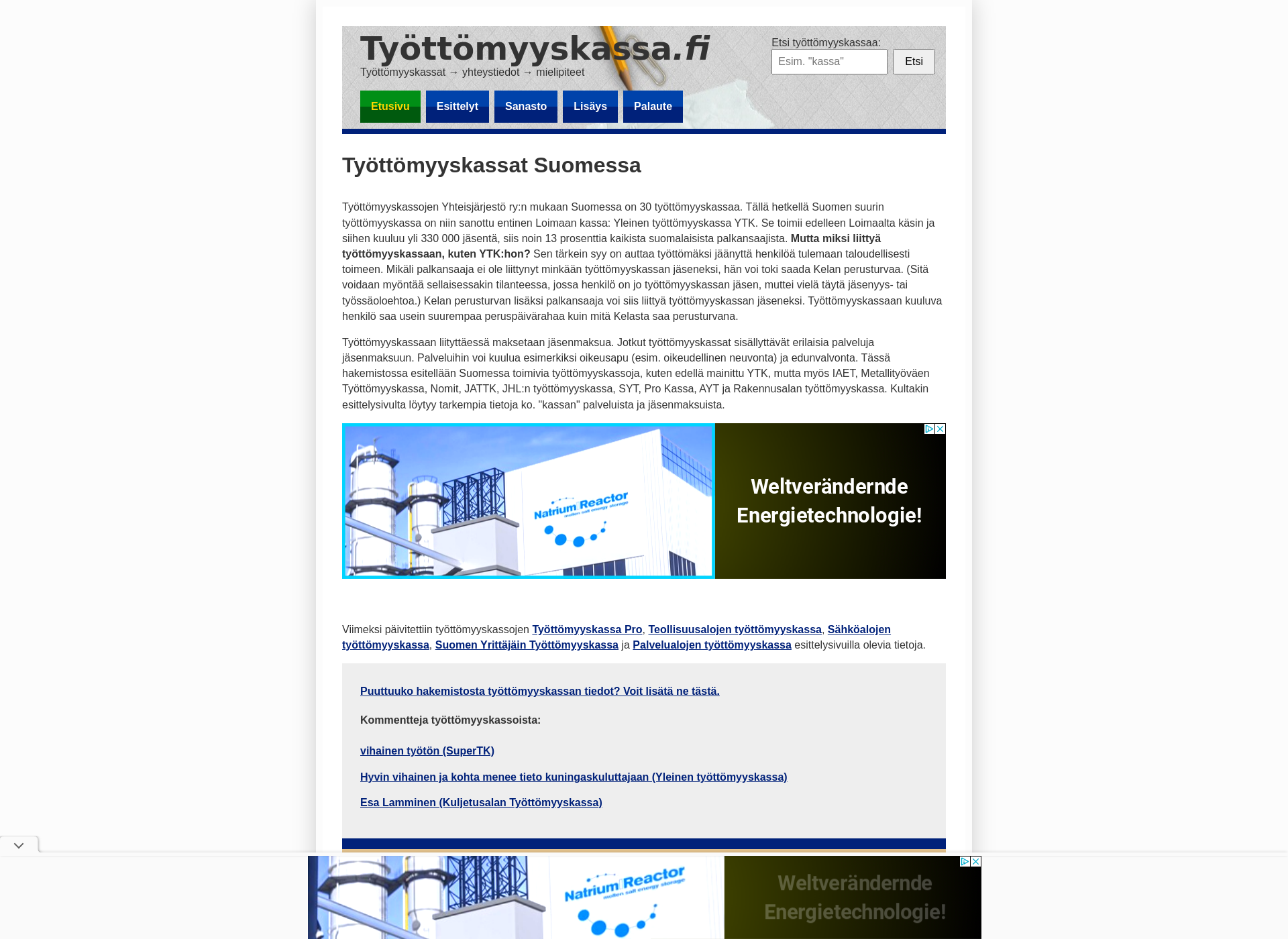Screenshot for työttömyyskassa.fi