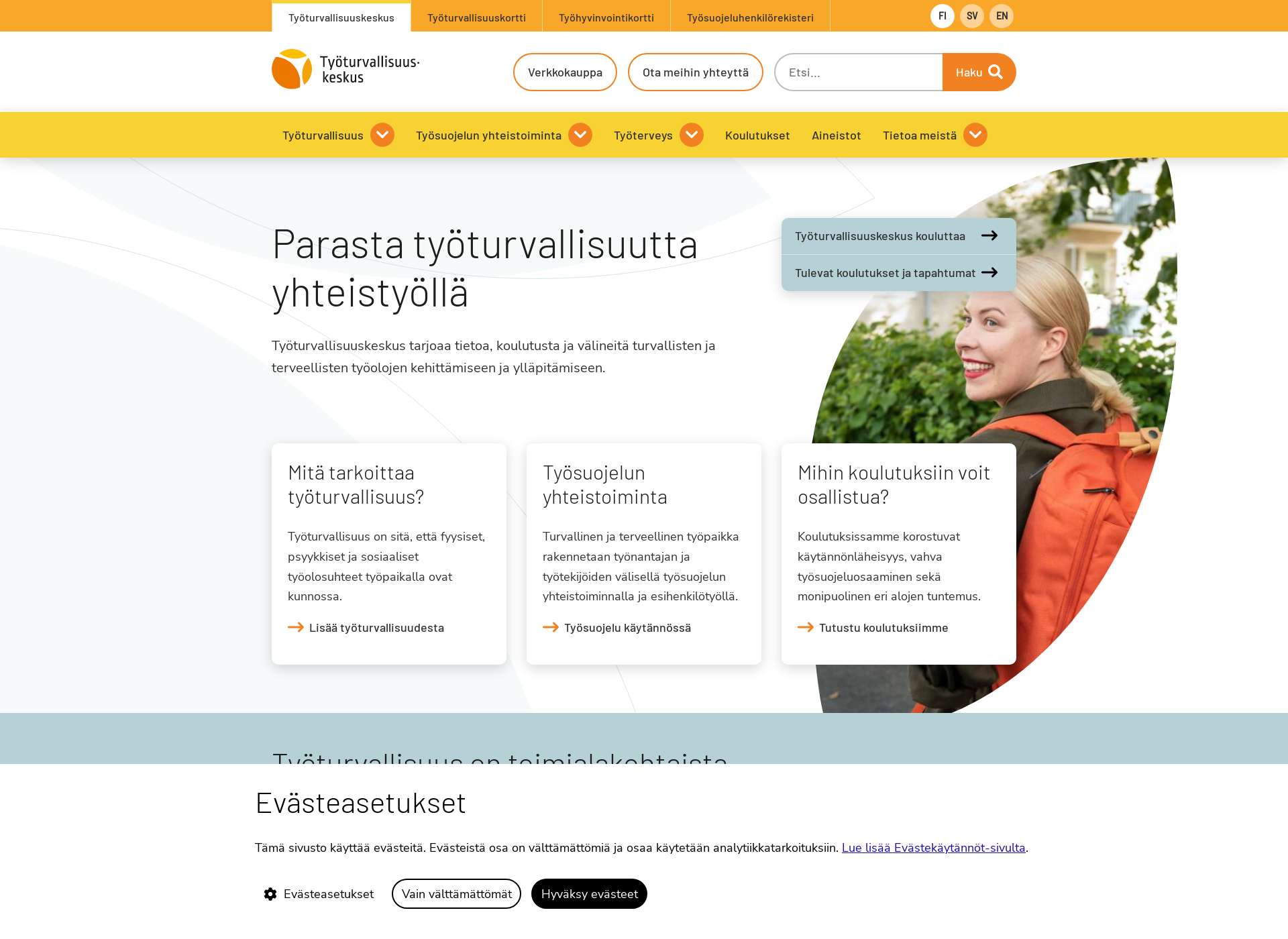 Skärmdump för työturvallisuuskeskus.fi