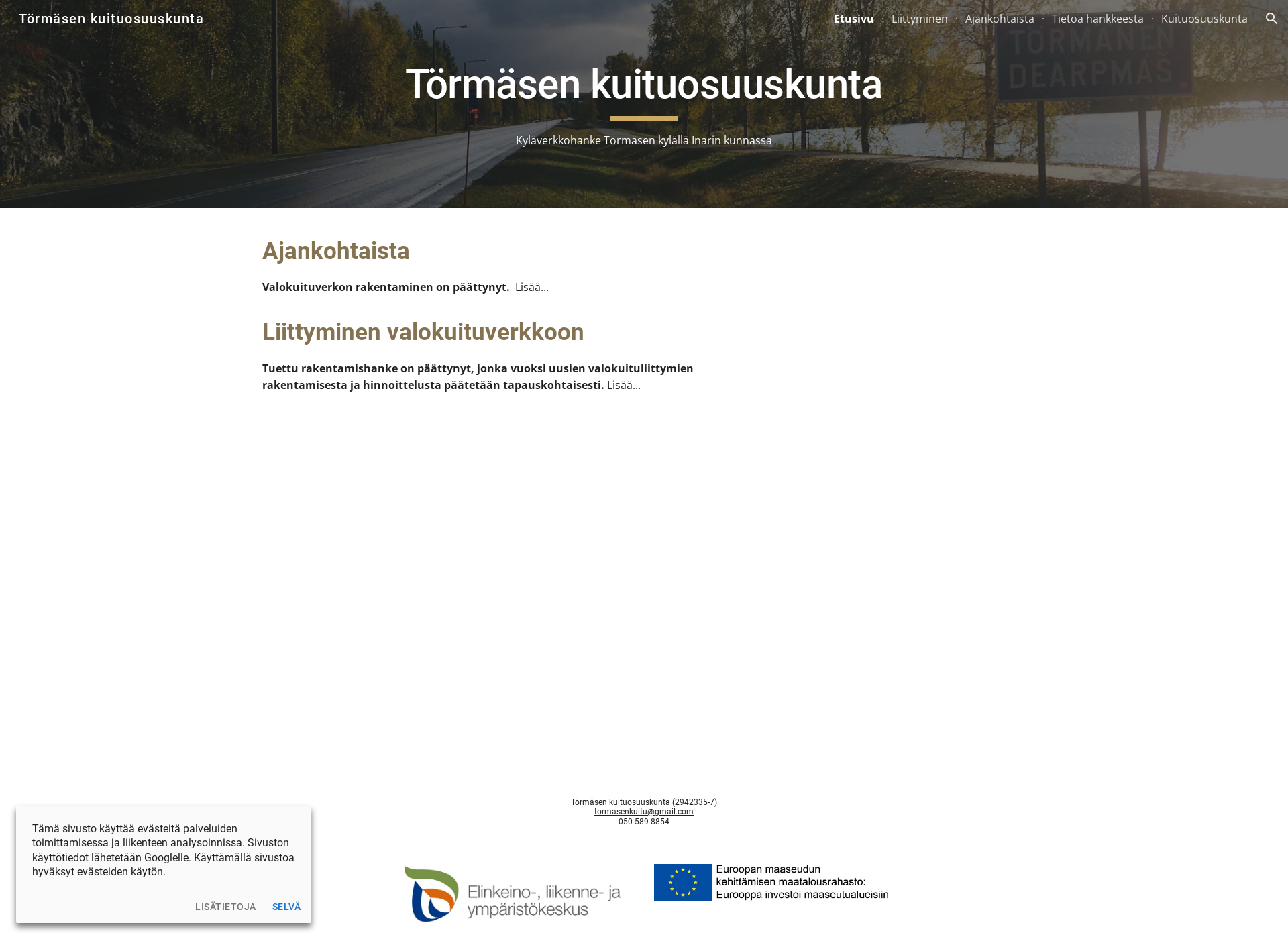 Skärmdump för törmäsenkuitu.fi