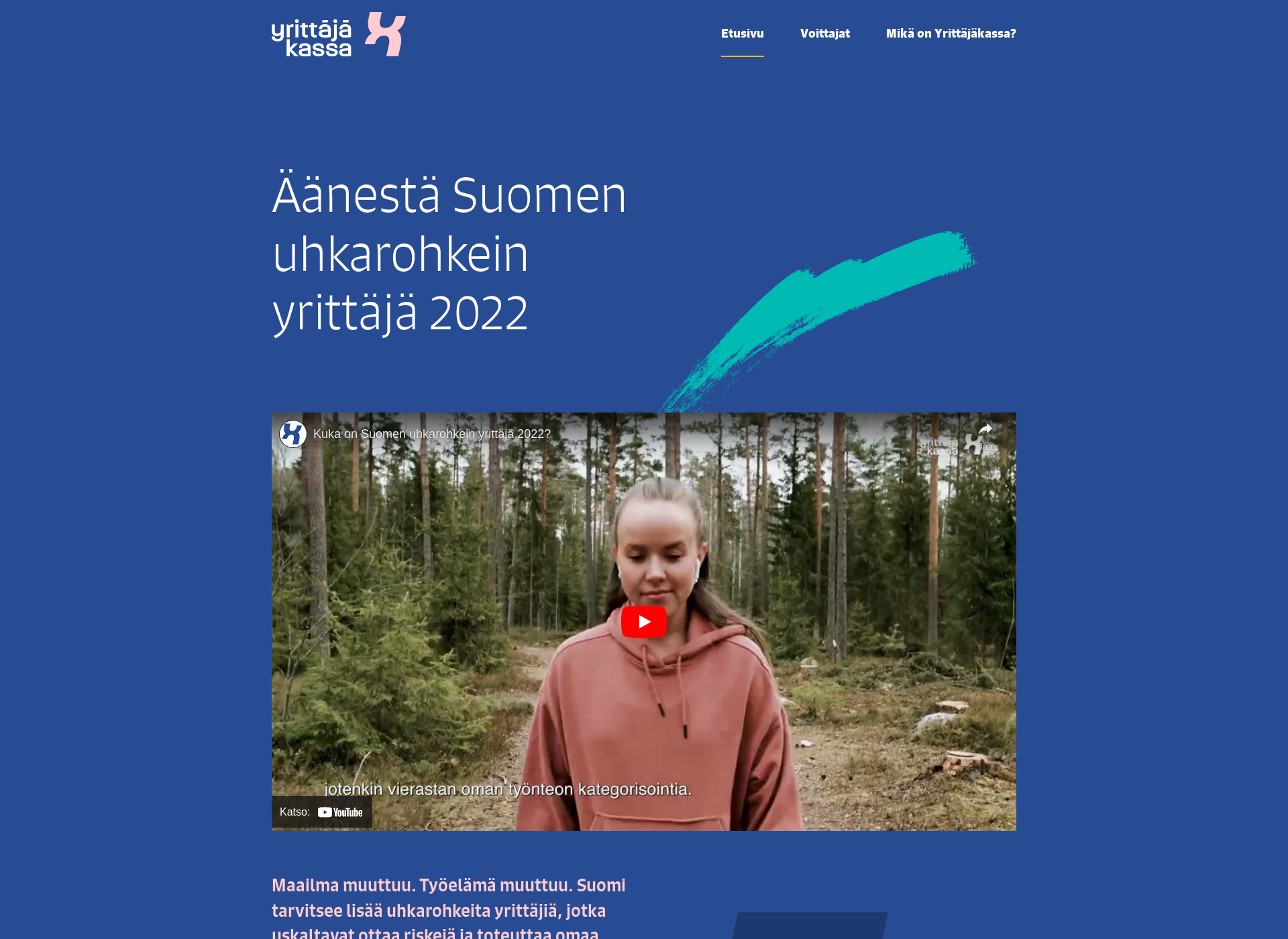 Screenshot for uhkarohkeinyrittaja.fi
