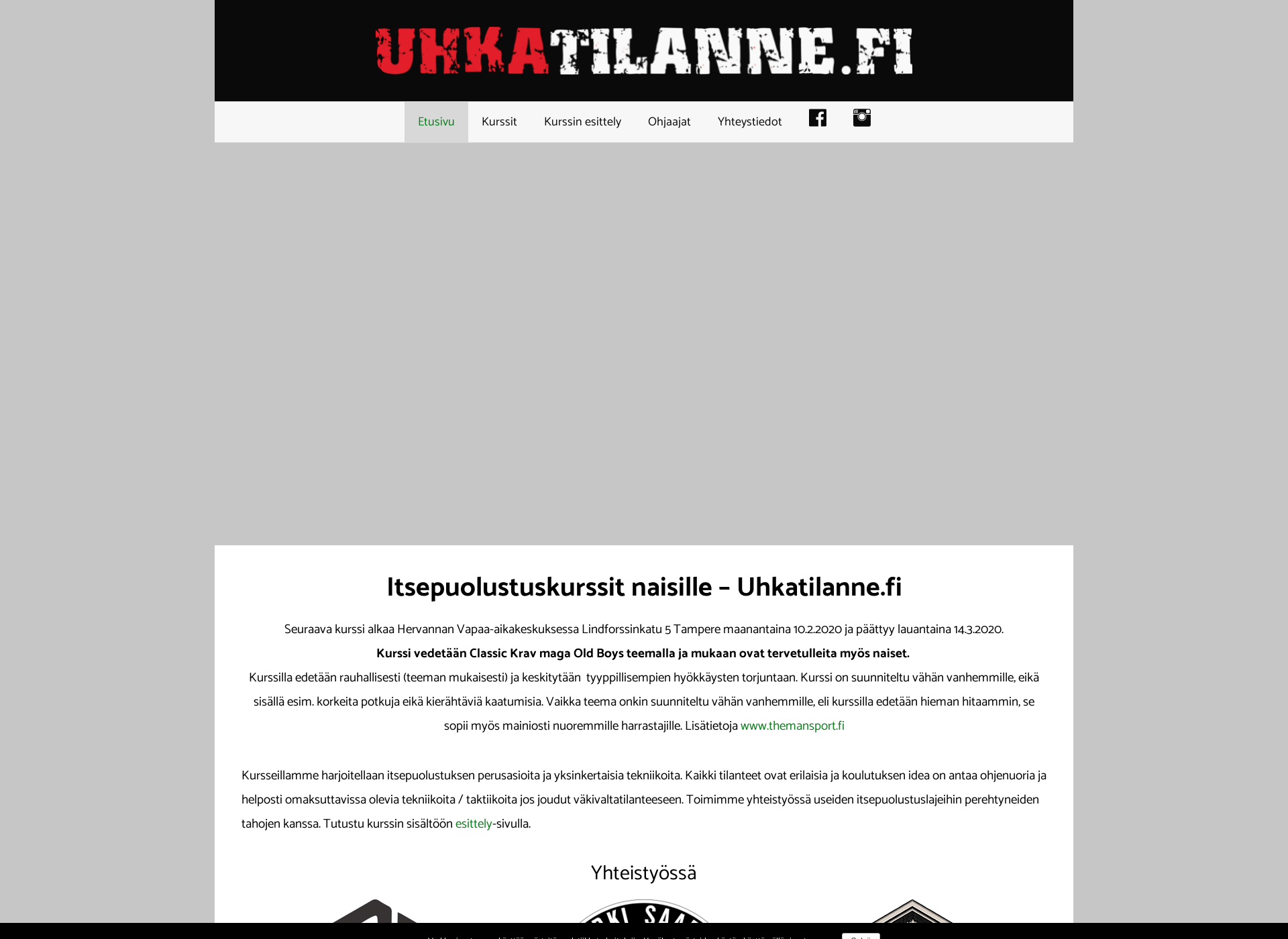 Skärmdump för uhkatilanne.fi