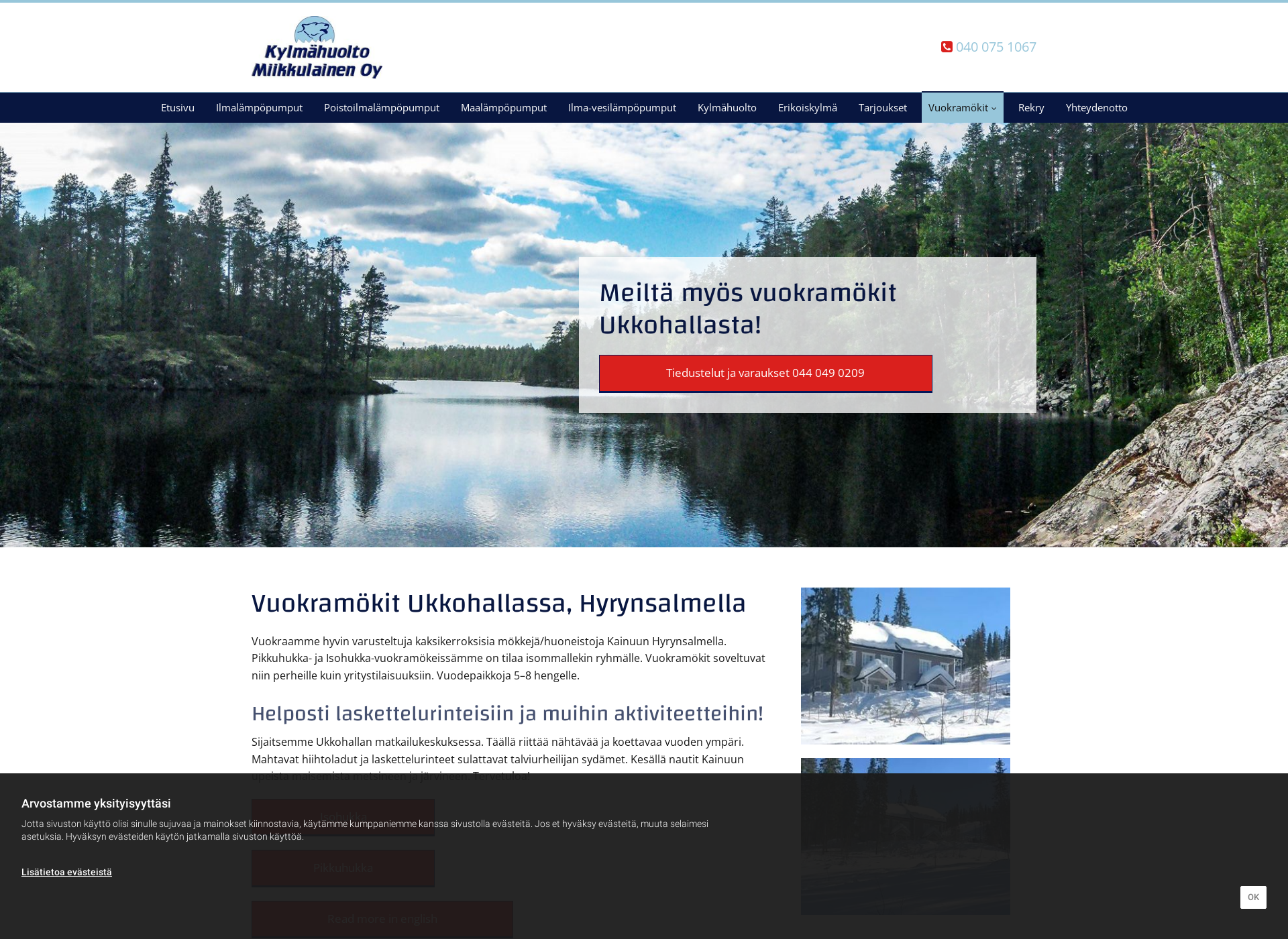 Screenshot for ukkohallamökit.fi