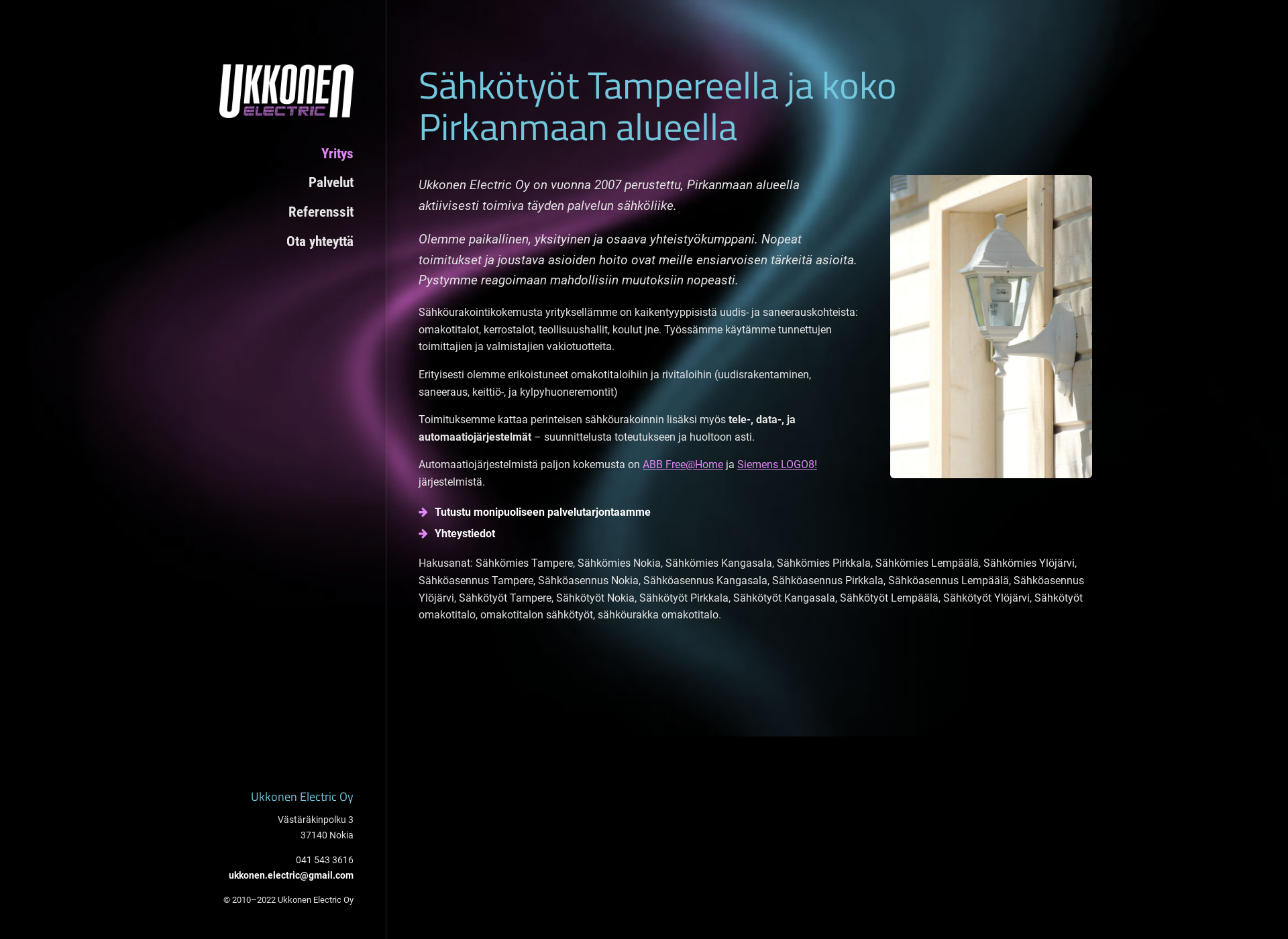 Skärmdump för ukkonenelectric.fi