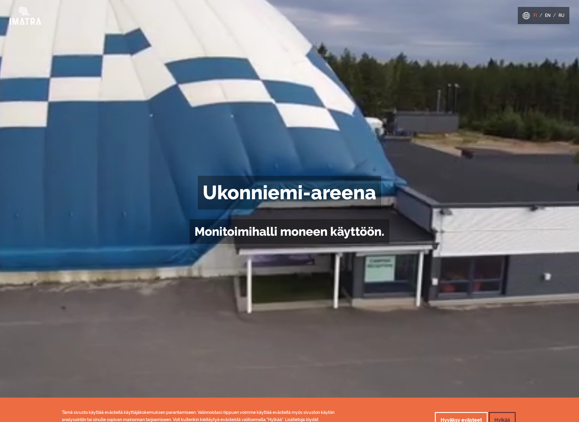 Skärmdump för ukonniemiarena.fi