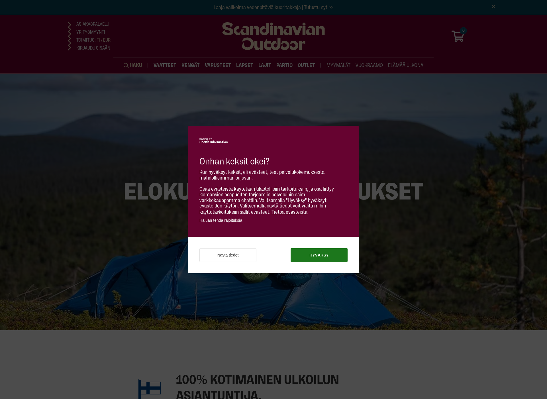 Screenshot for ulkoilukauppa.fi