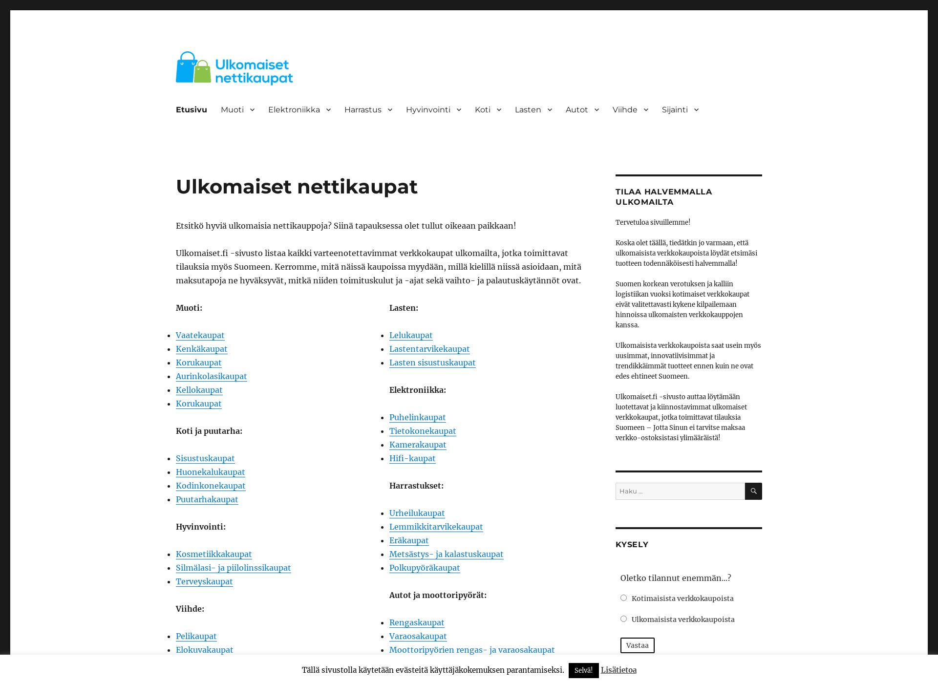 Skärmdump för ulkomaiset.fi