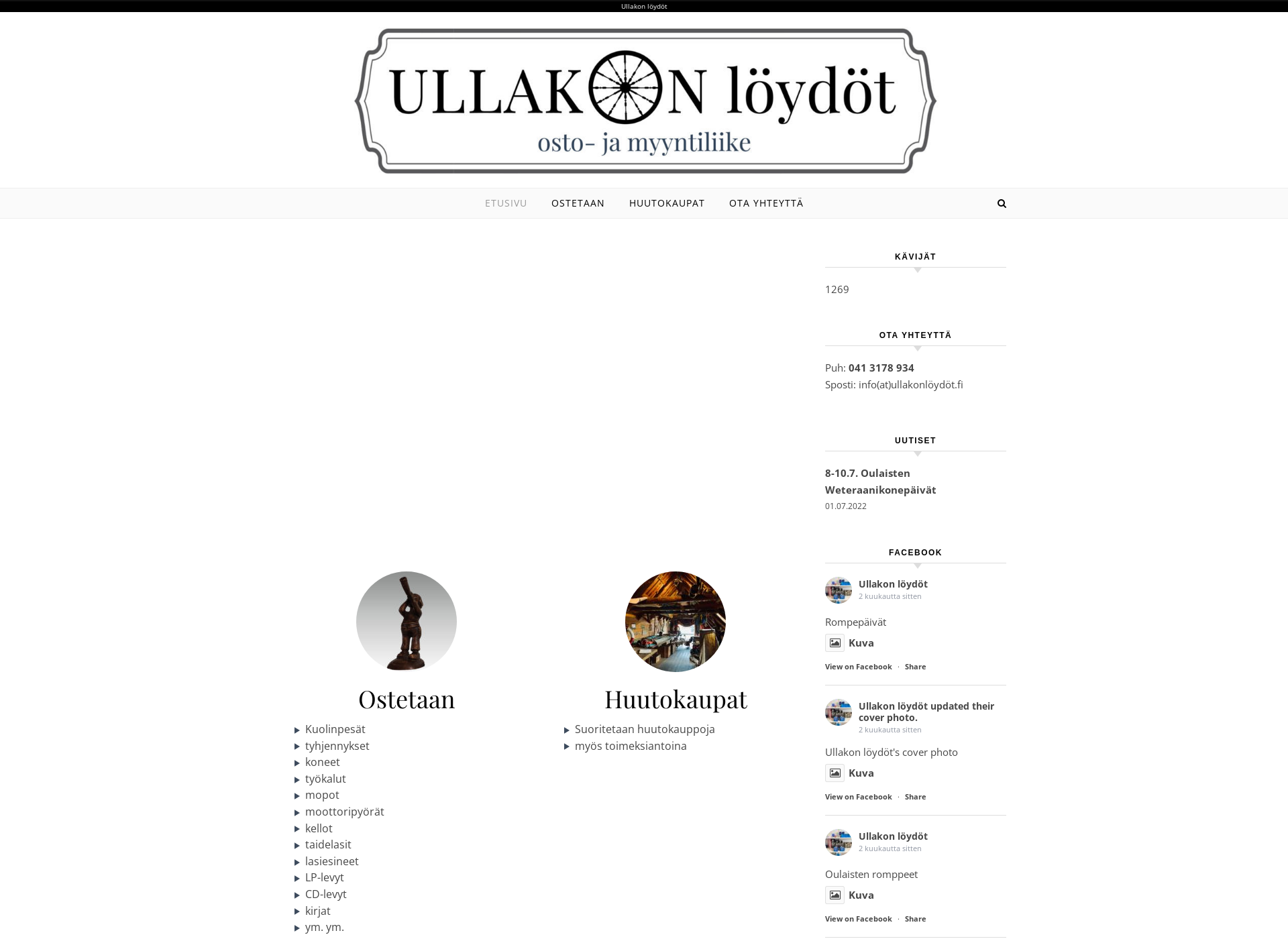 Skärmdump för ullakonlöydöt.fi