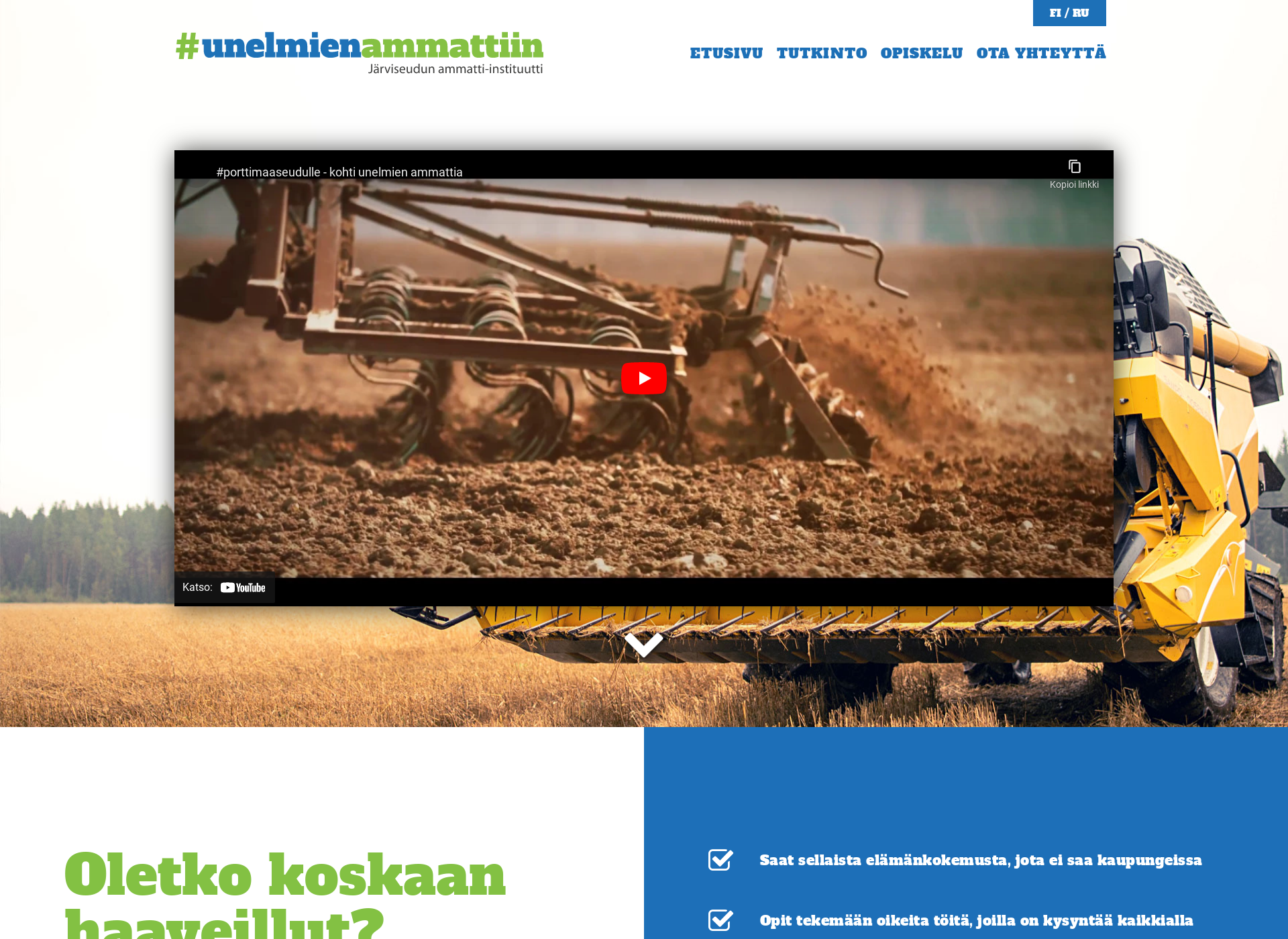 Screenshot for unelmienammattiin.fi