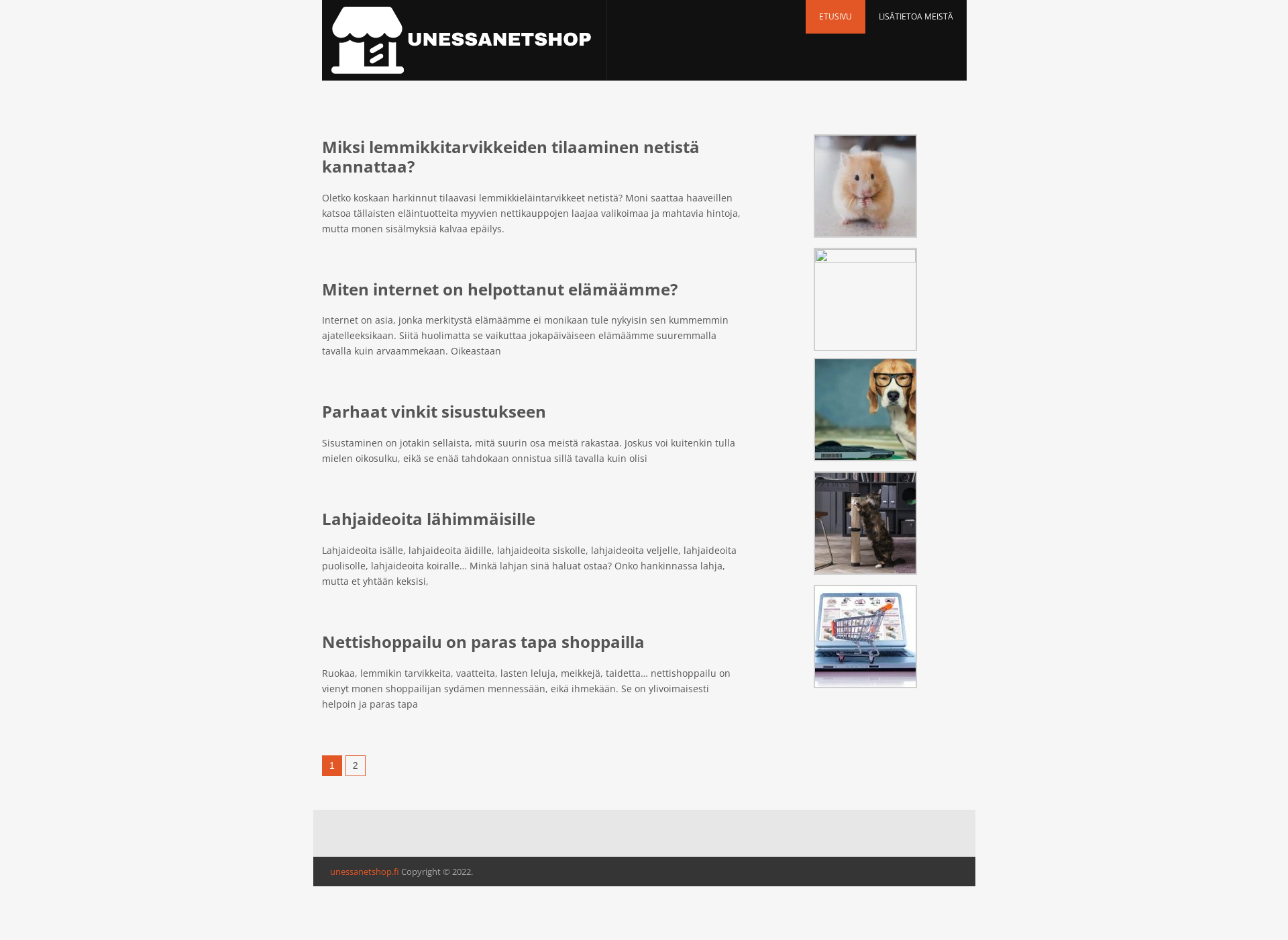 Screenshot for unessanetshop.fi