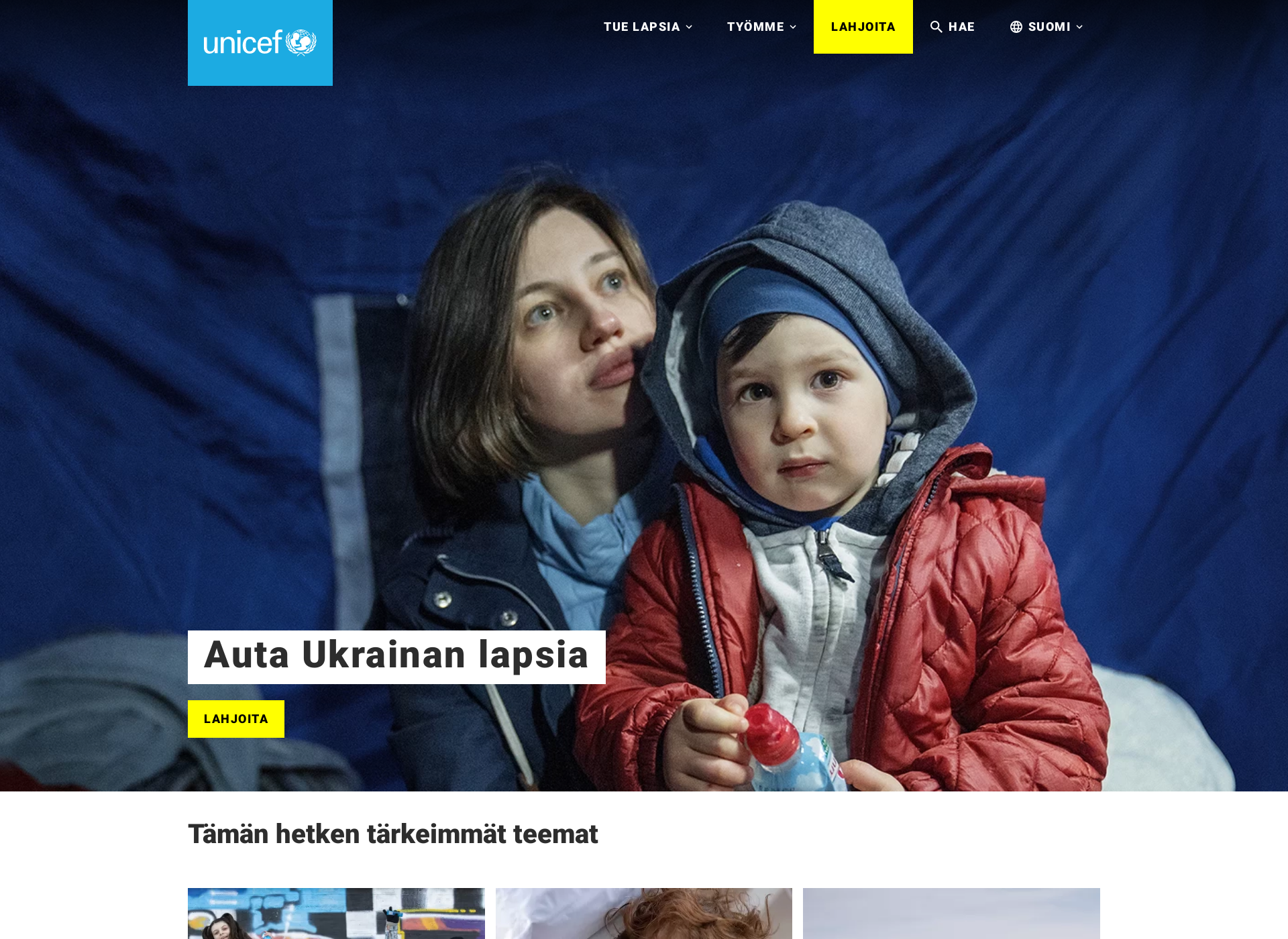 Screenshot for unicef.fi