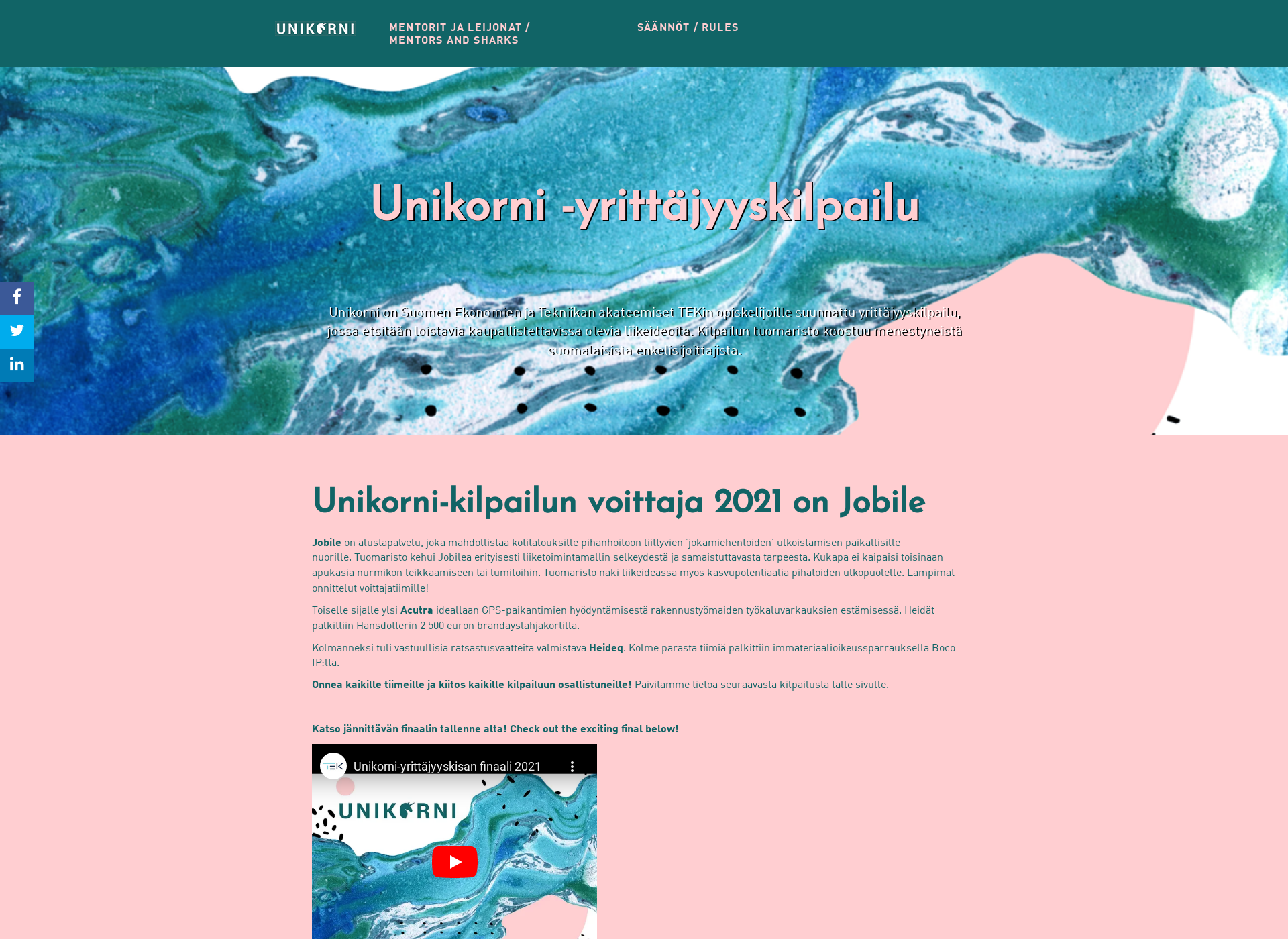 Skärmdump för unikorni.fi