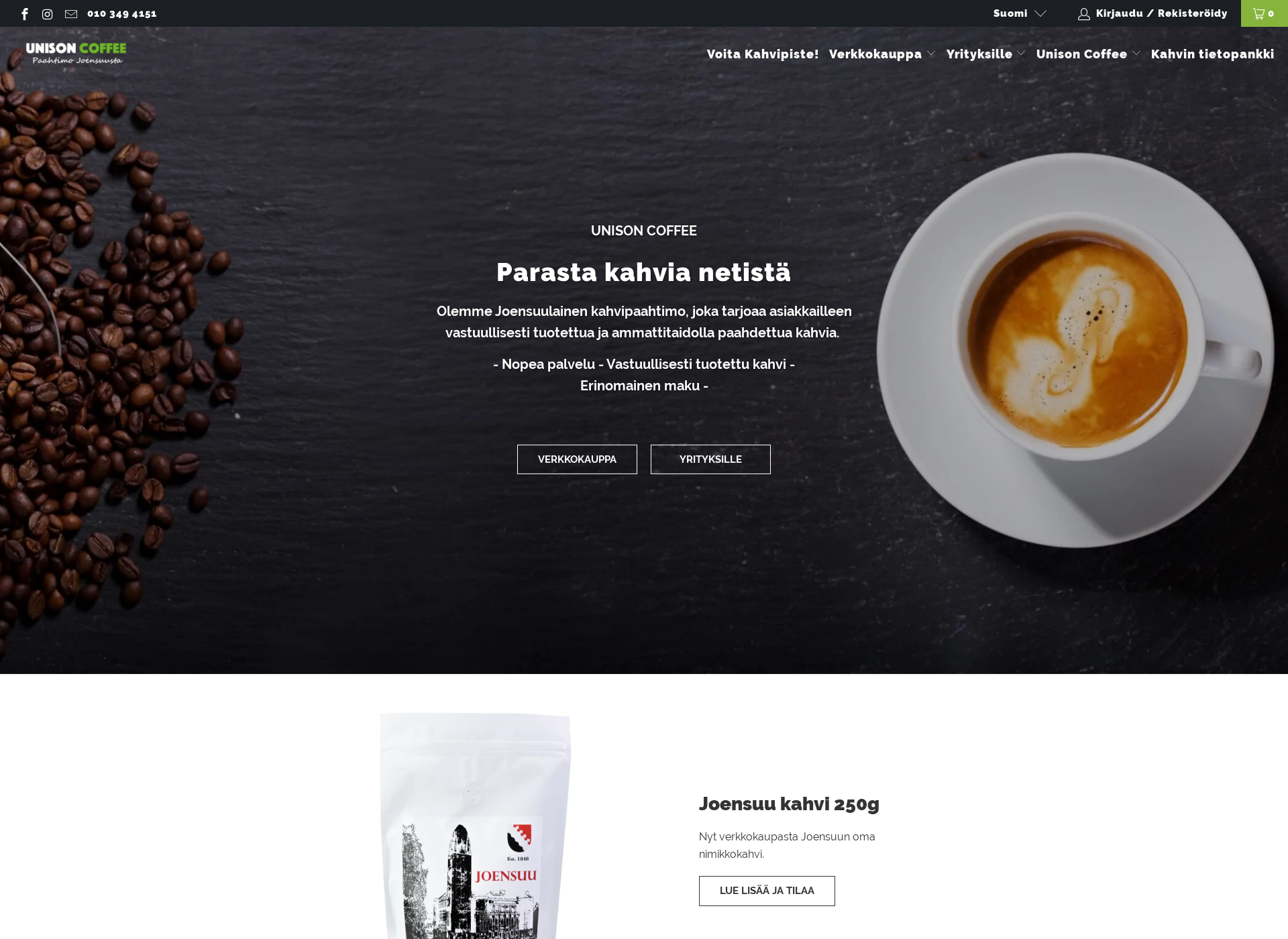Screenshot for unisoncoffee.fi