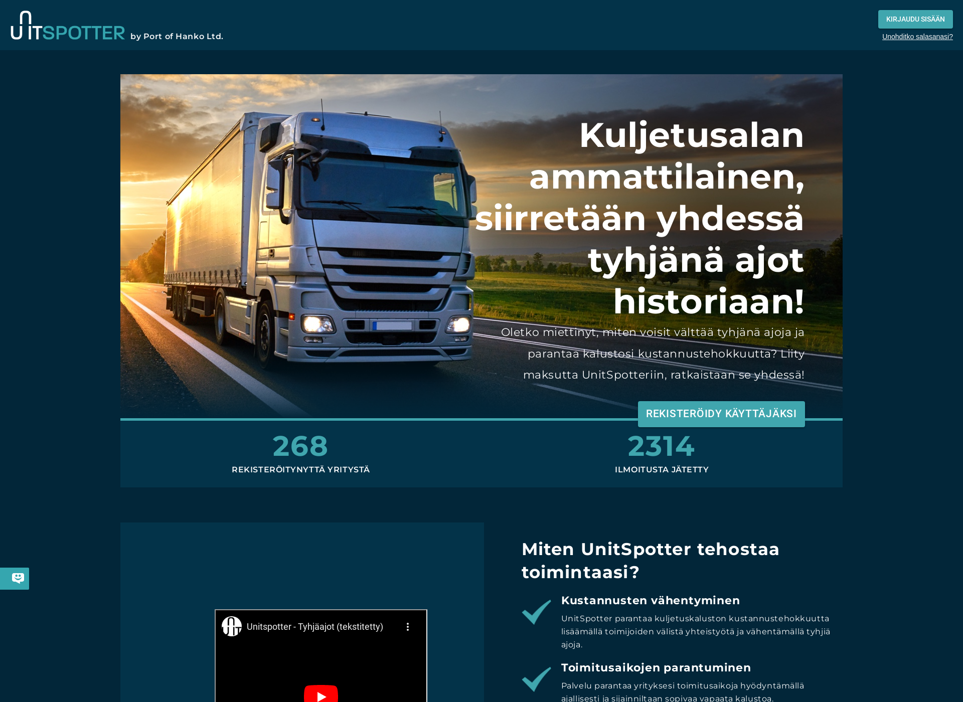 Skärmdump för unitspotter.fi