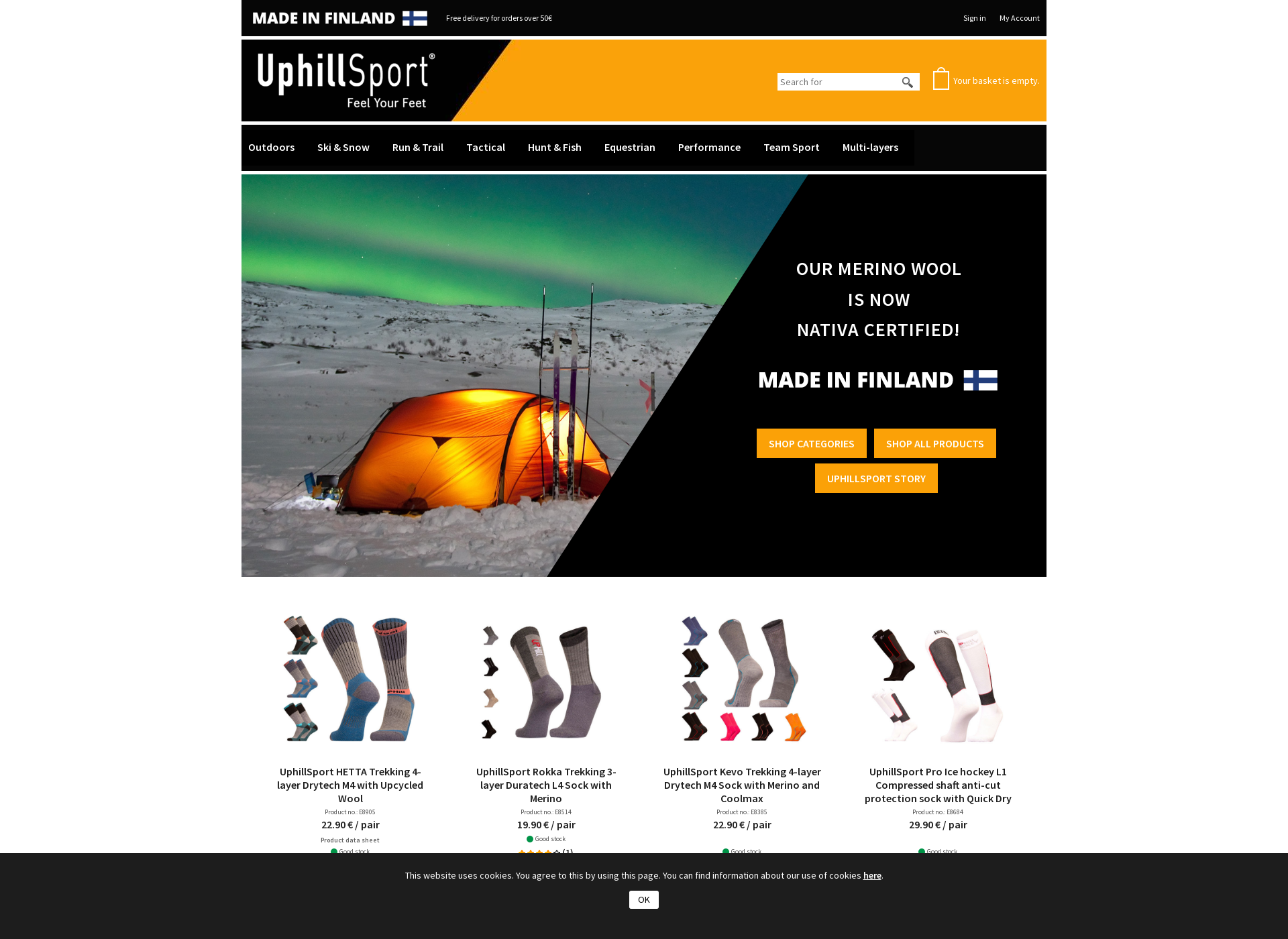 Skärmdump för uphillsport.fi