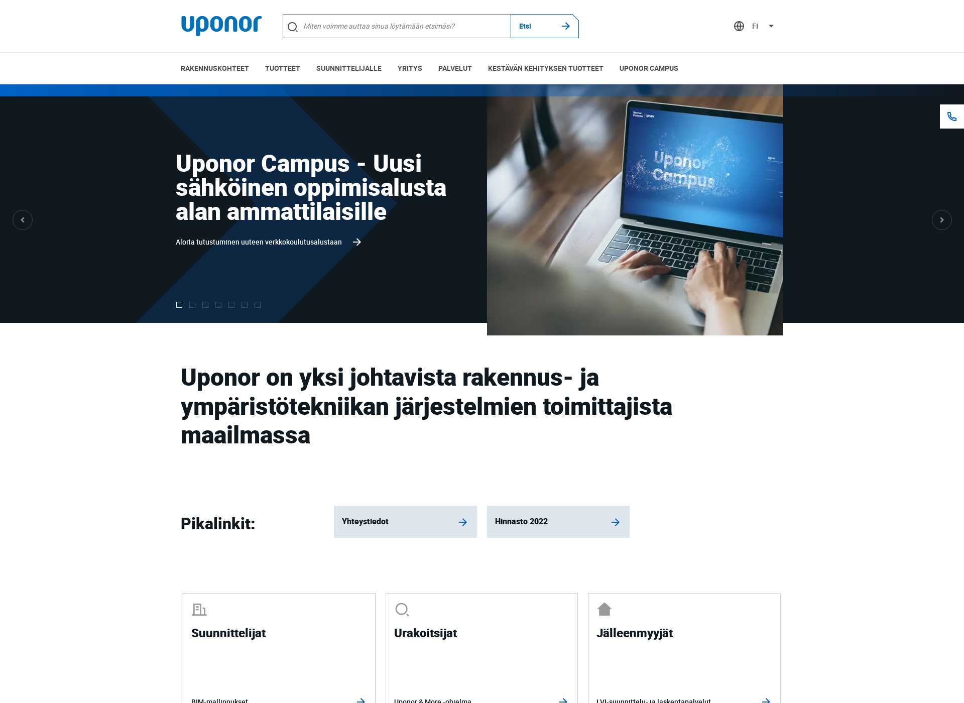 Screenshot for uponor.fi