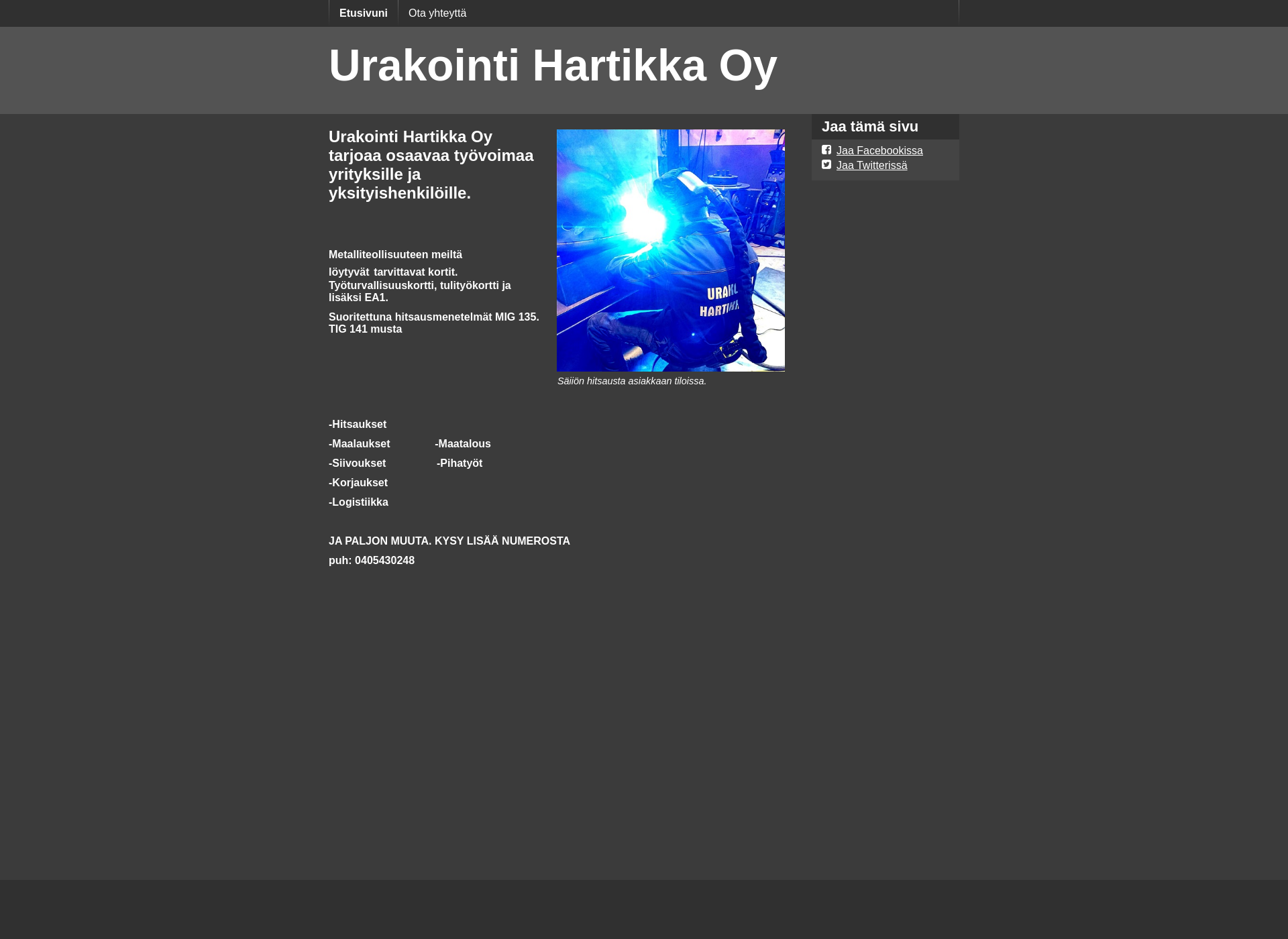 Skärmdump för urakointihartikka.fi
