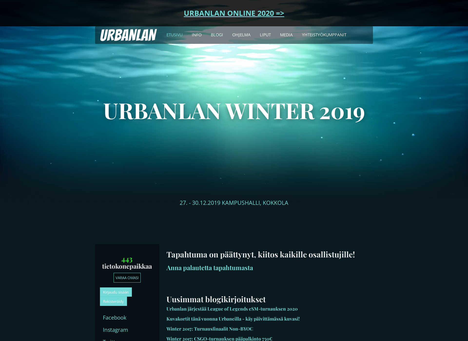 Skärmdump för urbanlan.fi