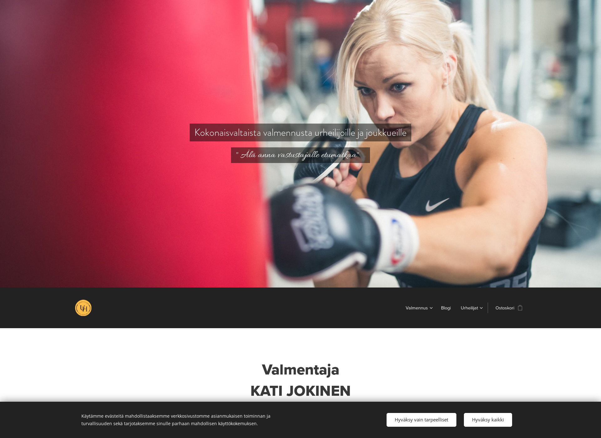 Skärmdump för urheilijanhyvinvointi.fi
