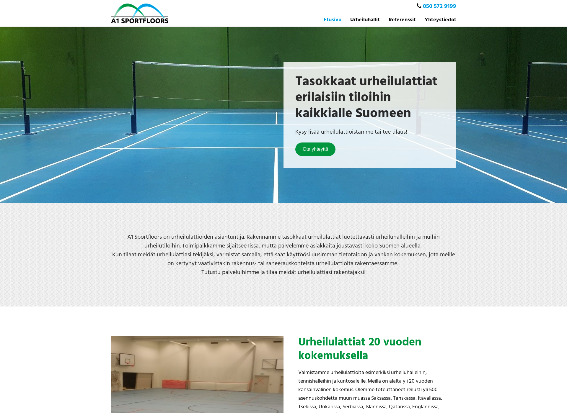 Skärmdump för urheiluhallilattiat.fi