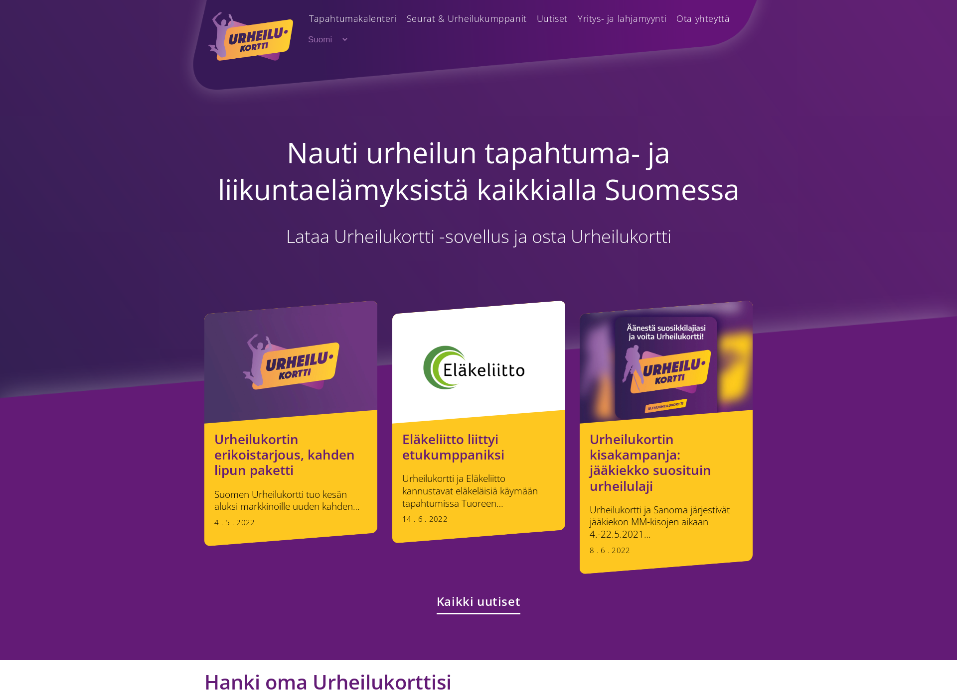 Screenshot for urheilukortti.fi
