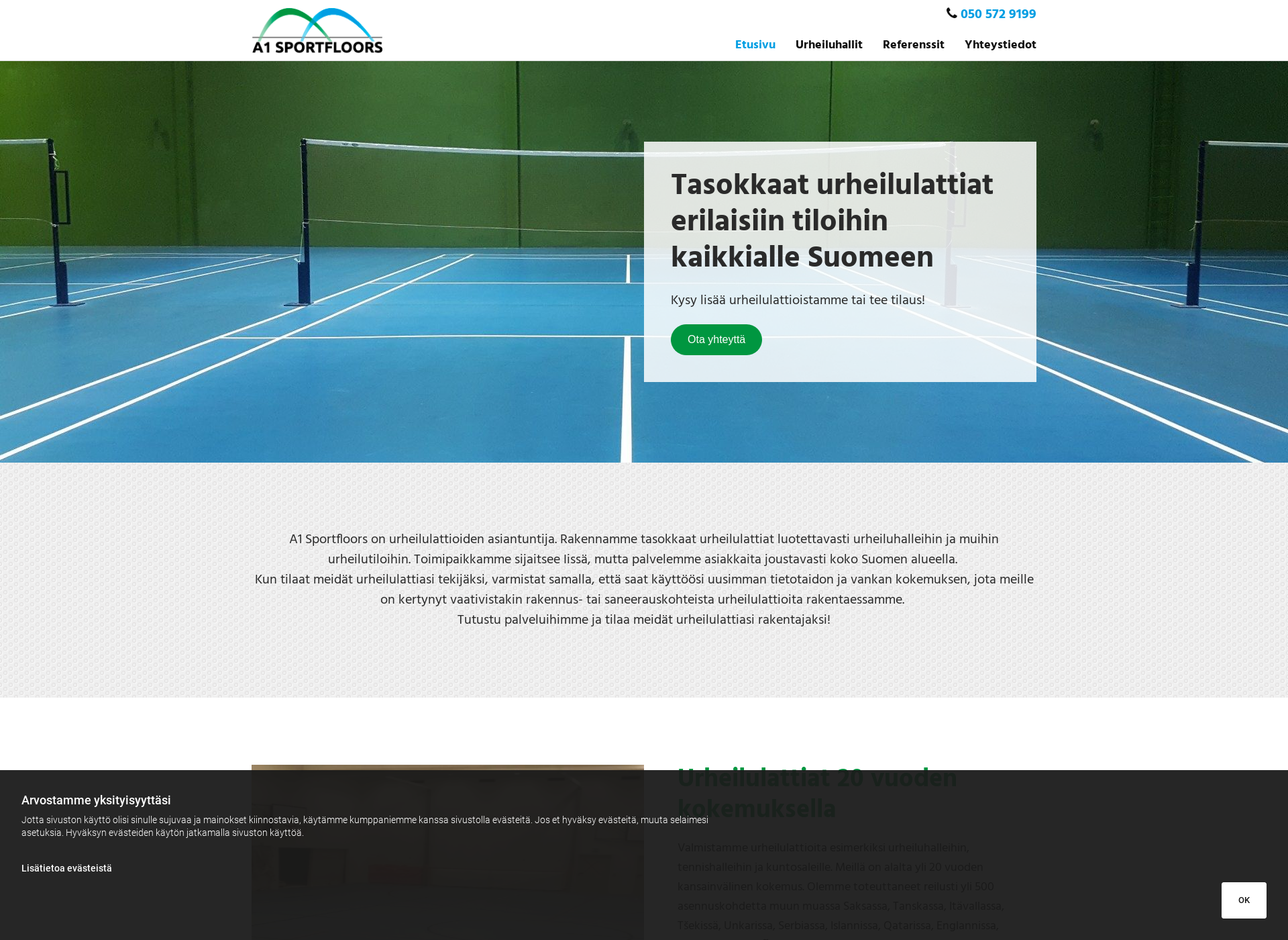 Skärmdump för urheilulattia.fi