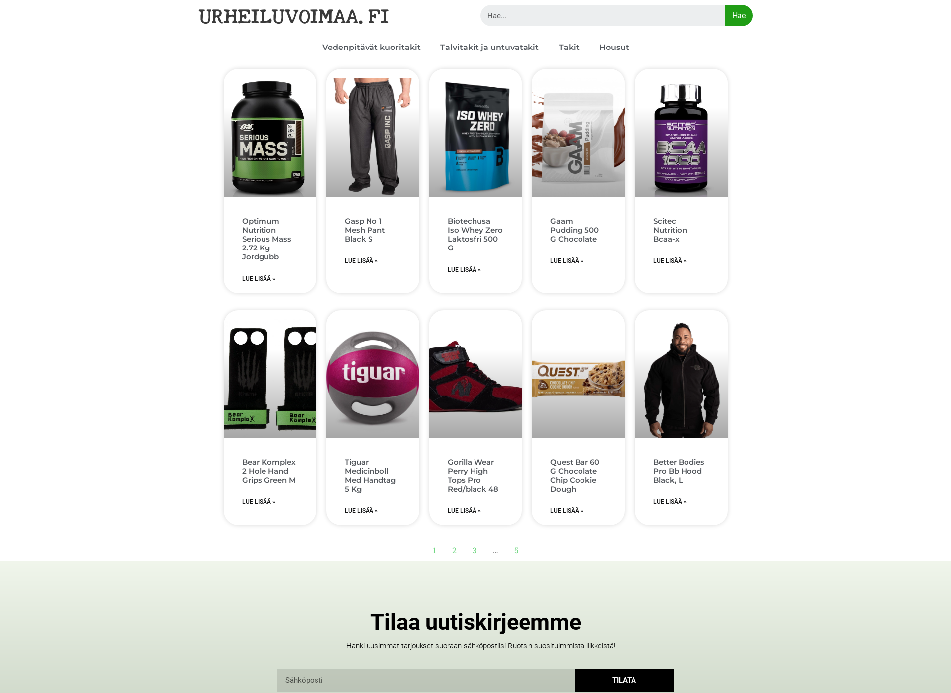 Skärmdump för urheiluvoimaa.fi