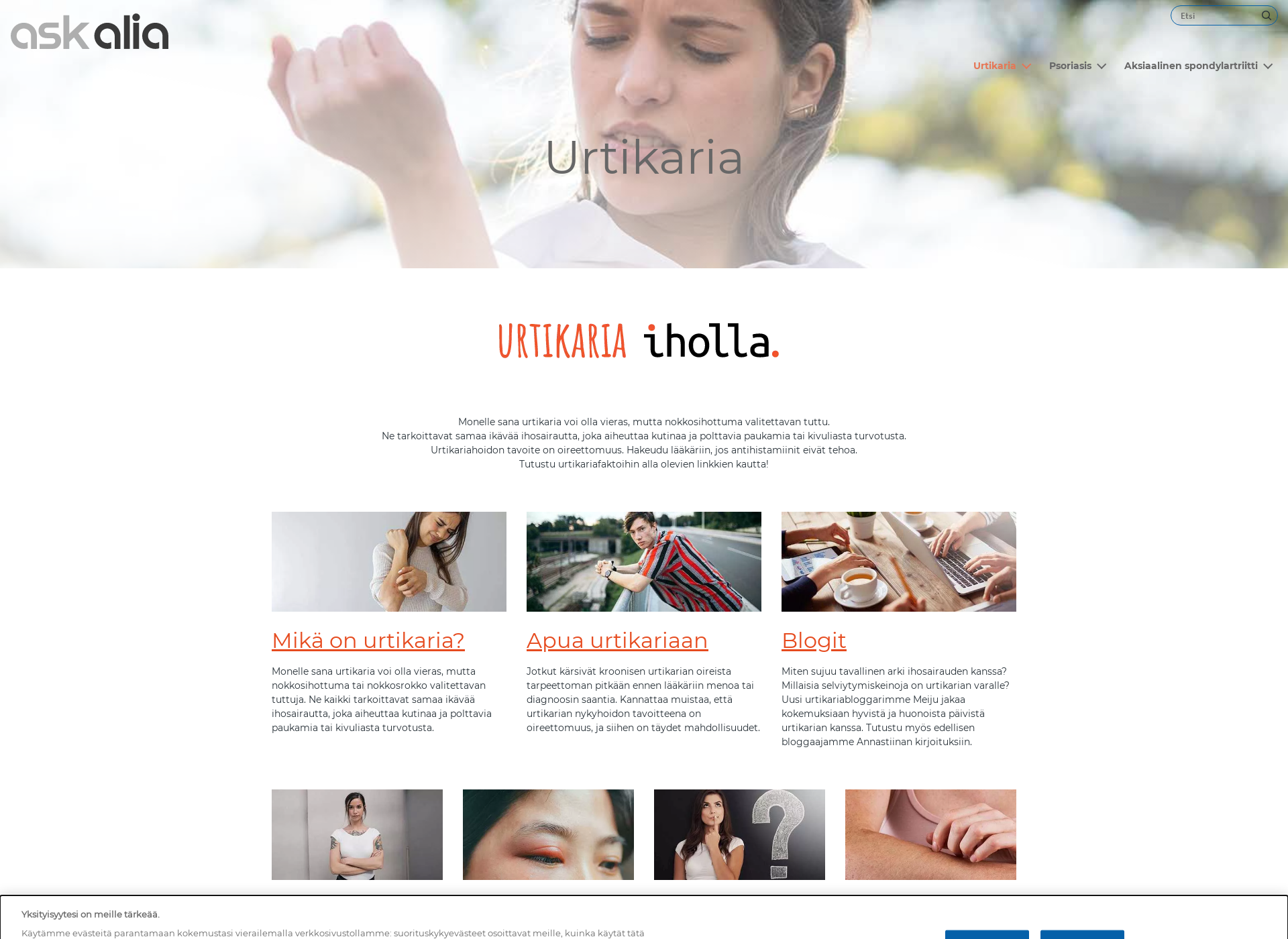 Screenshot for urtikariaiholla.fi