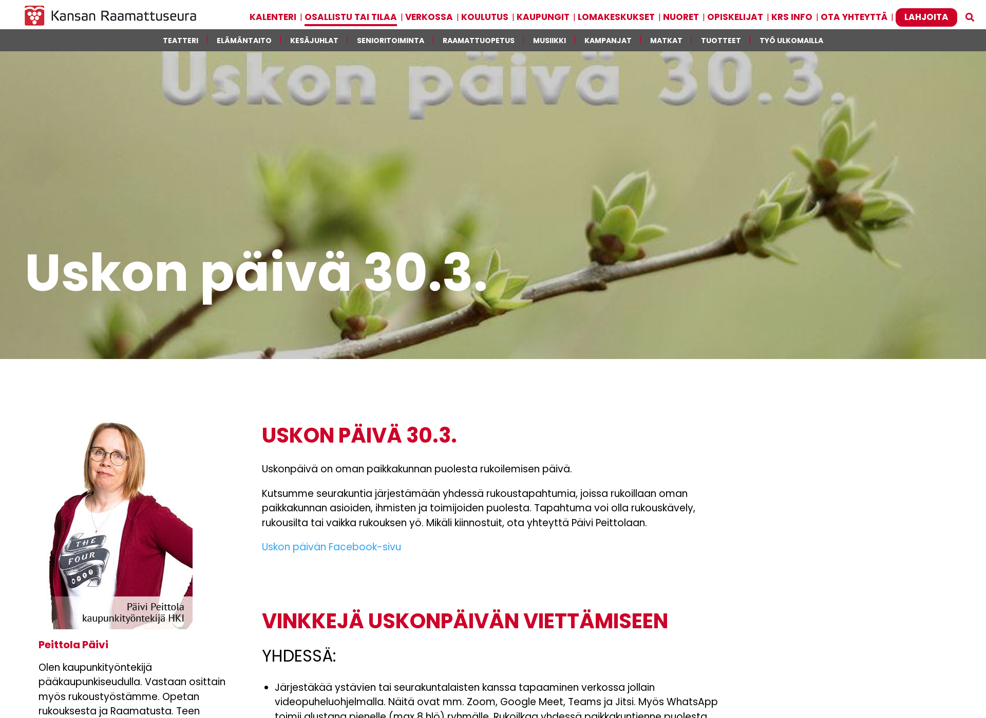Screenshot for uskonpaiva.fi