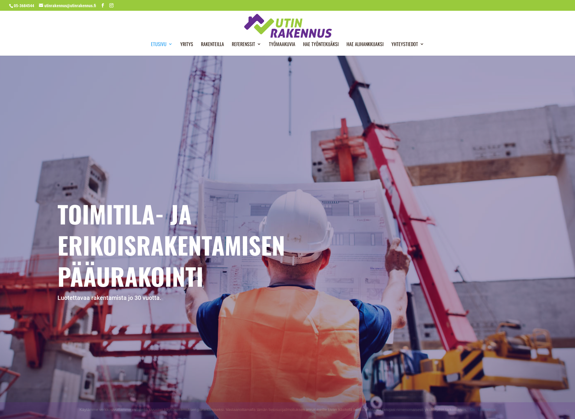 Skärmdump för utinrakennus.fi