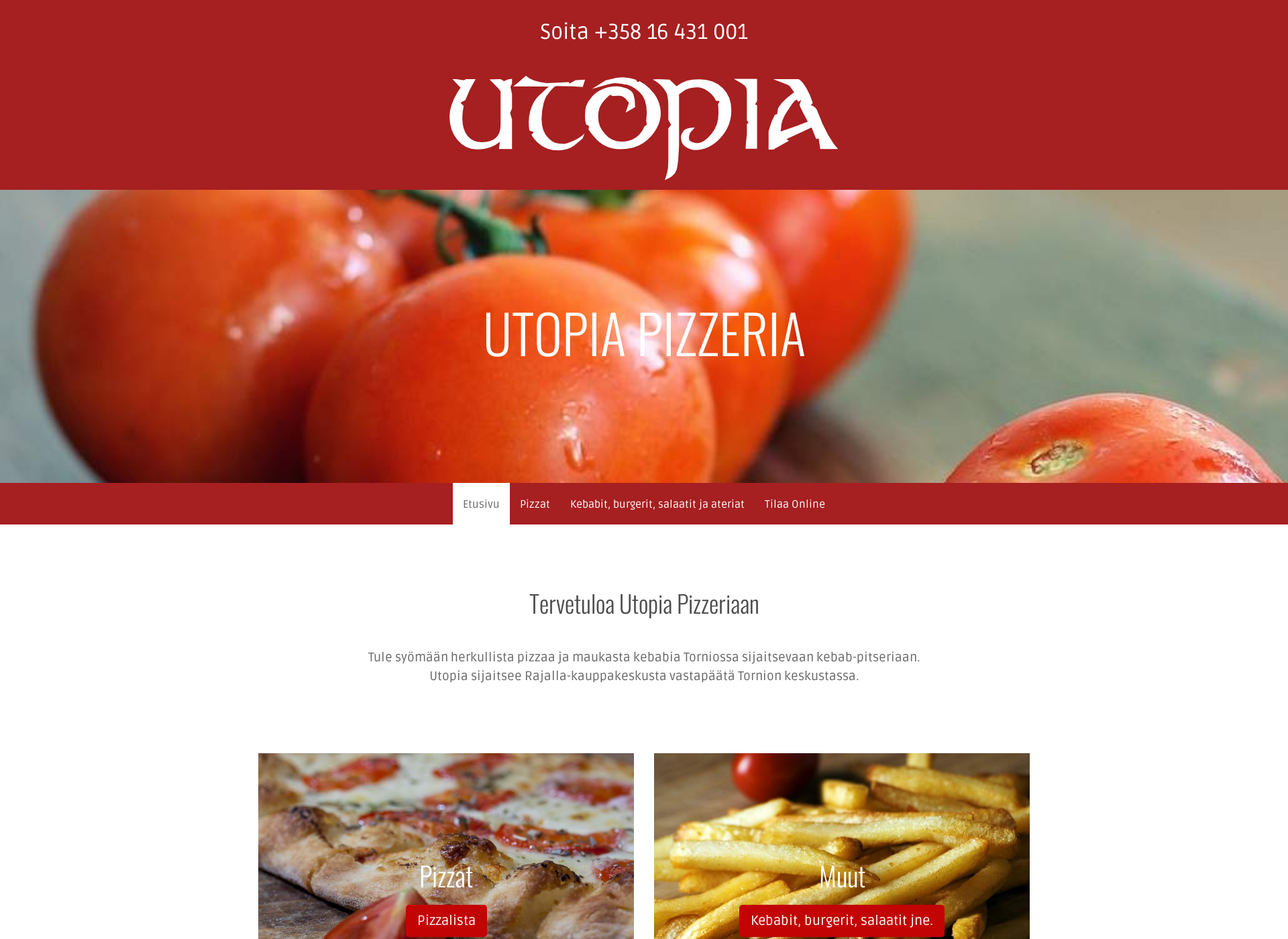Screenshot for utopiapizzeria.fi