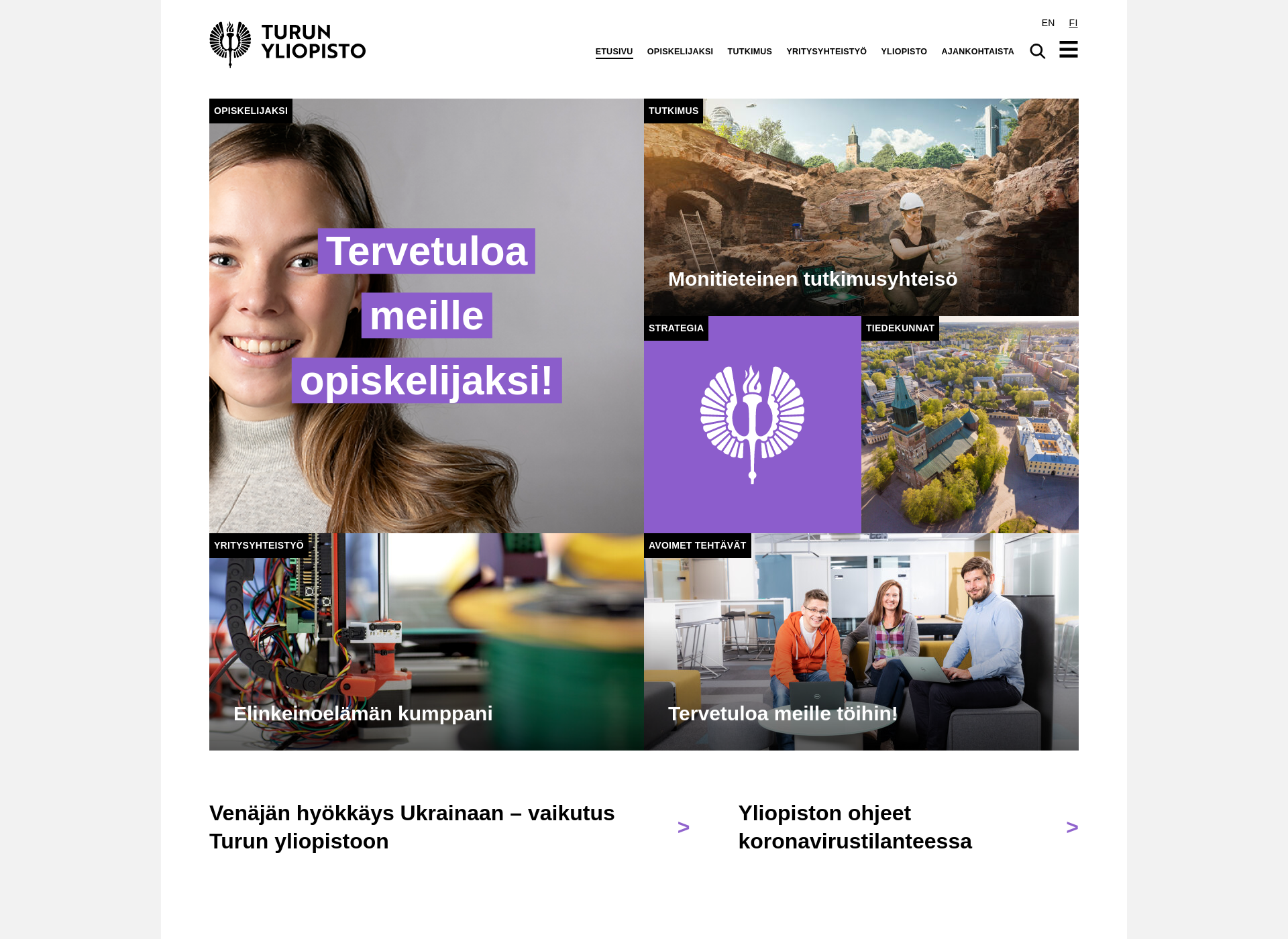 Screenshot for utu.fi